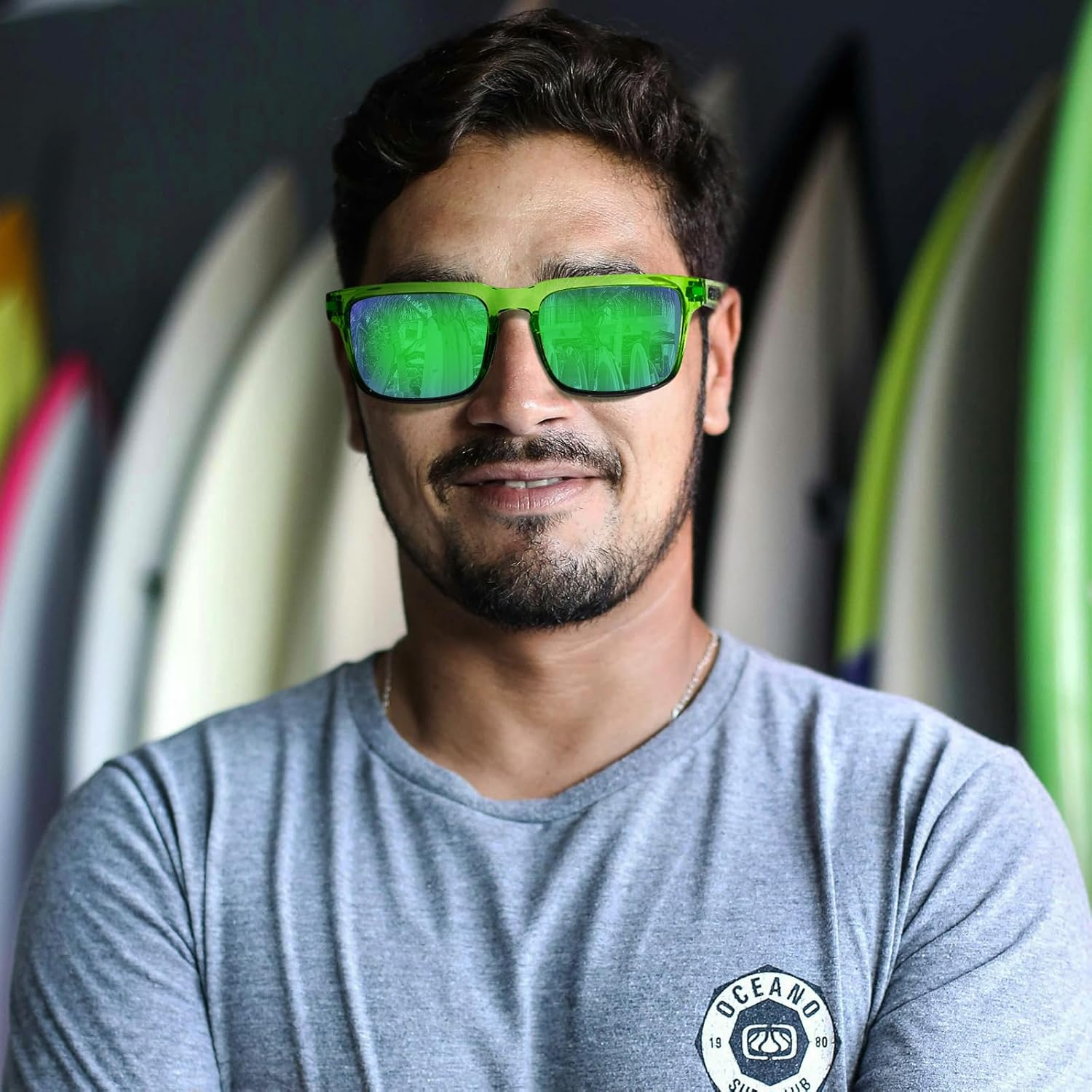 STGATN XL Big Head Sunglasses for Men - 155MM for Large Wide Heads Men'S TR90 Ultralight Polarized UV400 Protection Glasses - Multicolor, 4. Black Frame Red Mirror Lens(Colorful Arm) image number 7