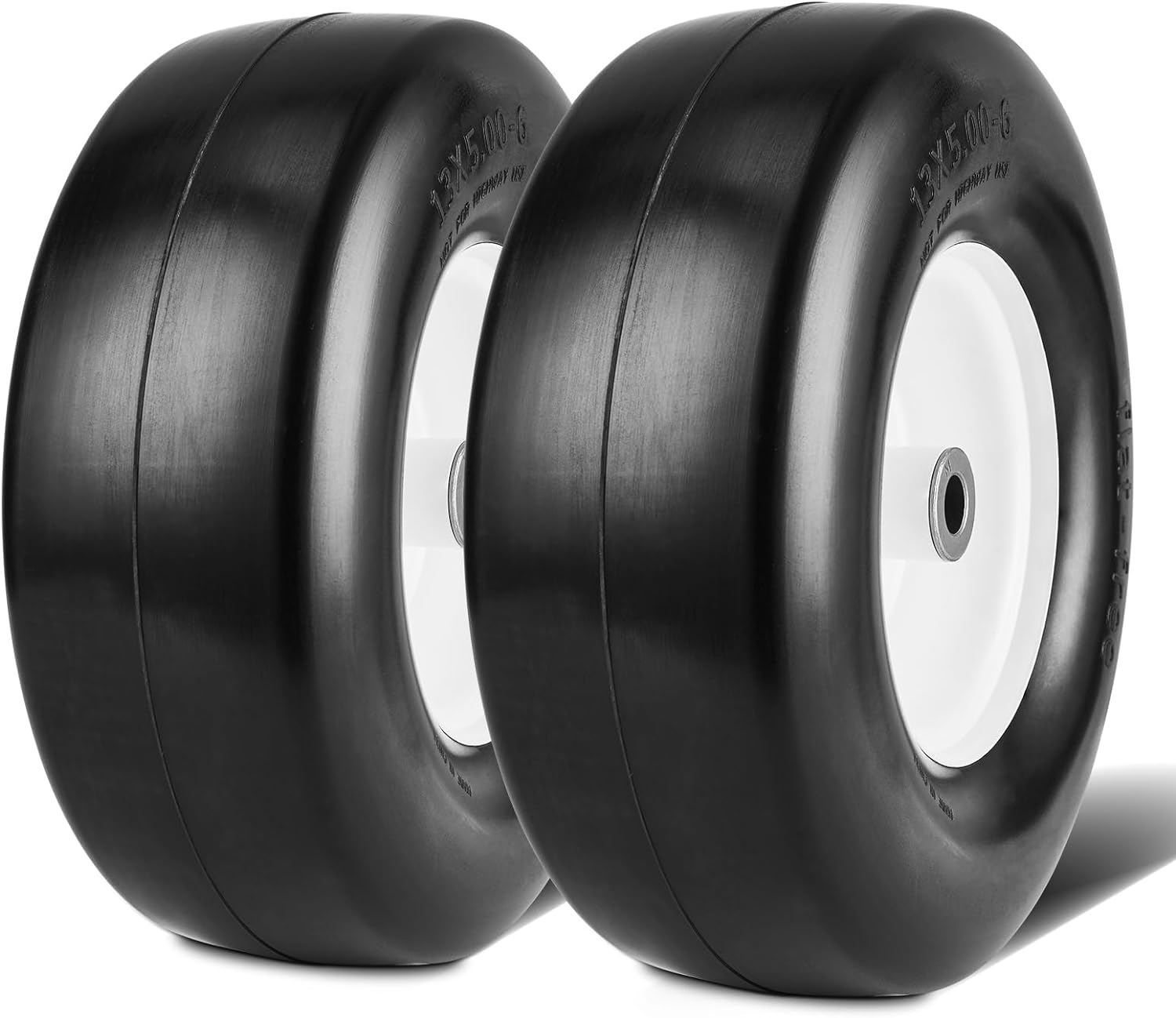 VEVOR Lawn Mower Tires with Rim, 13X5-6, 2-Pack, Flat-Free PU, 450 LBS Load Capacity, Compatible with Lawn Tractors