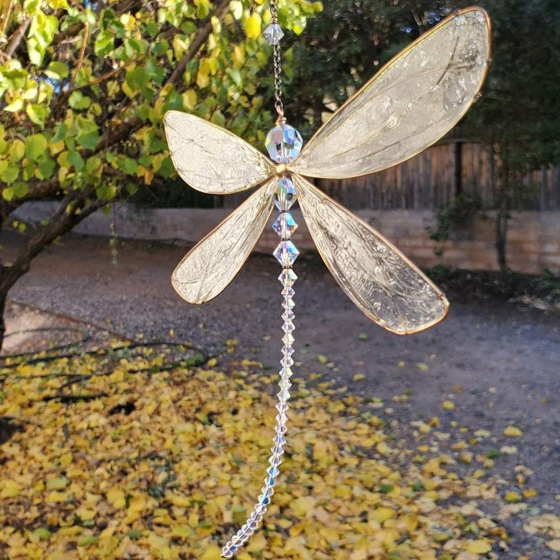 Xintx Dragonfly Crystal Suncatcher Rainbow Maker Prism,Hanging Crystals Ornament for Window Garden Home Decor (Dragonfly) image number 3
