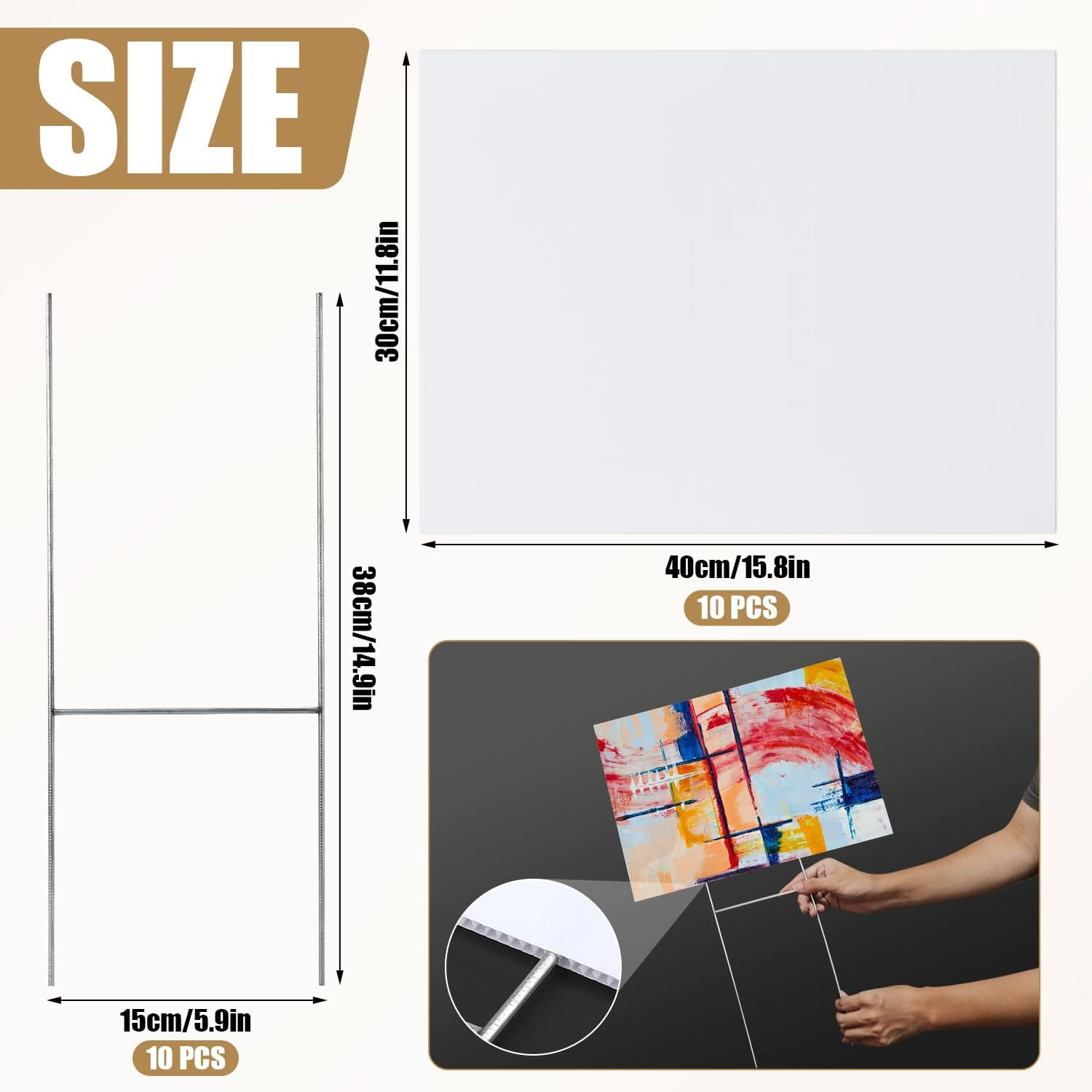 10Pcs Blank Yard Sign, Extra Large Blank Yard Signs with Metal Stakes White Blank Lawn Yard Signs for Garages Garden Outdoors (15.7X11.8 Inch/40X30Cm) image number 5