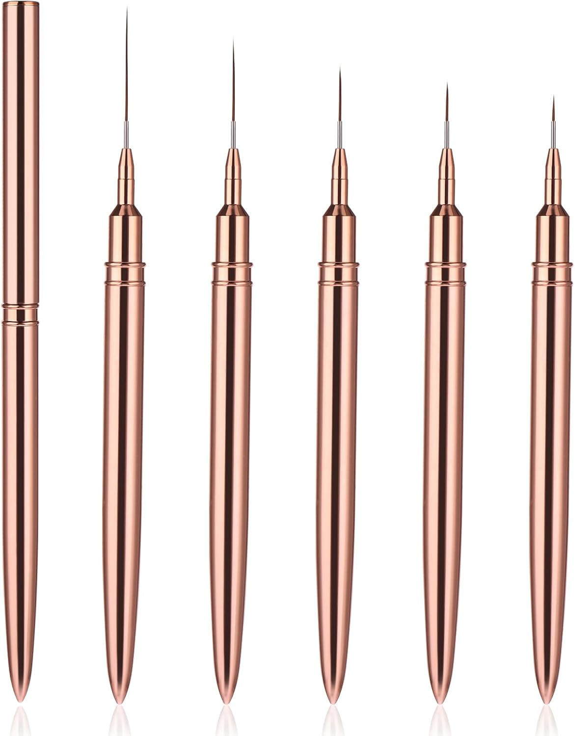 WLLHYF 5Pcs Nail Art Liner Brushes, Painting Nail Art Brushes for Long Lines, Details, Fine Drawing Nail Dotting Drawing Tool Set 7Mm/9Mm/11Mm/15Mm/25Mm