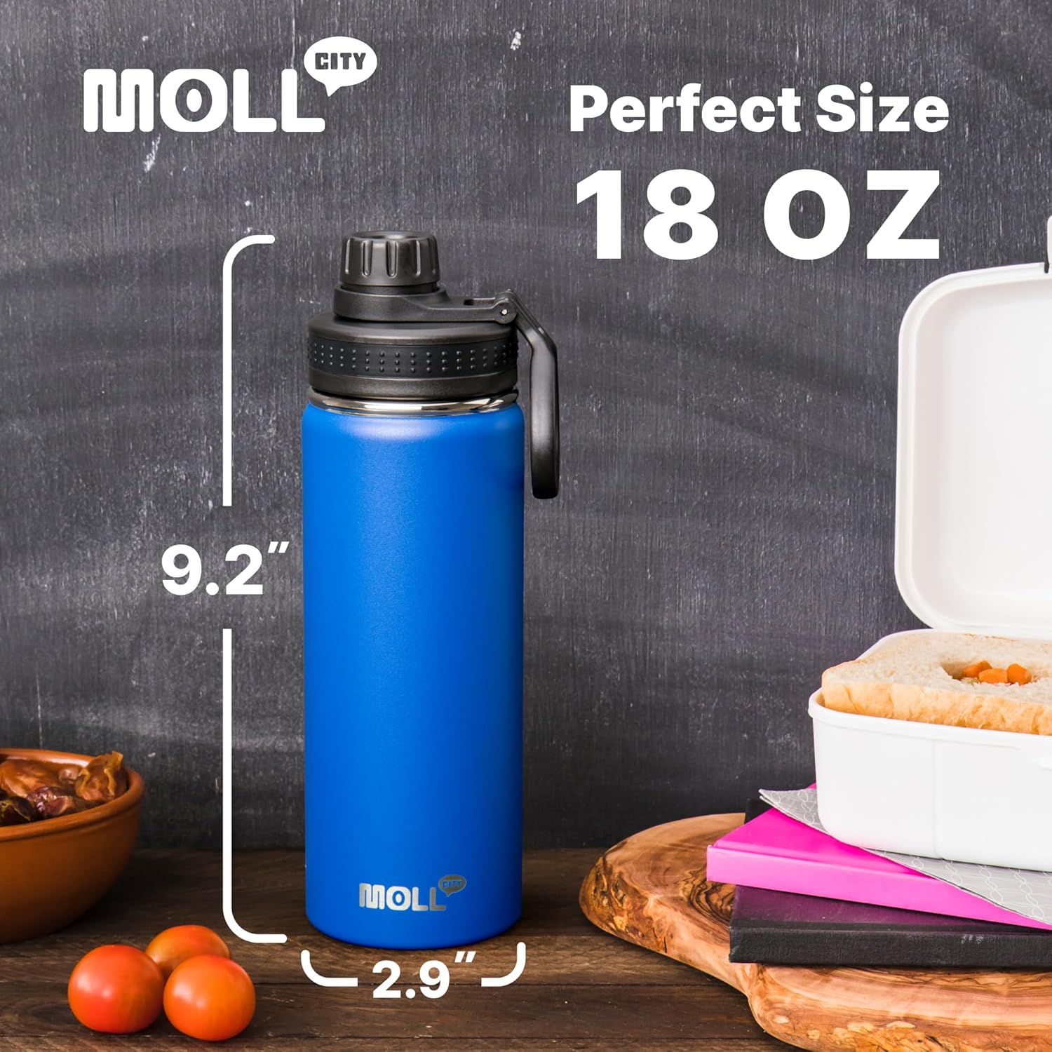 Mollcity 530ML Insulated Water Bottle-Stainless Steel Vacuum Wide Mouth Sports Water Flask with Silicone Boot-Reusable Metal Leak Proof Travel Water Bottle for Girls Boys(Grass Green) image number 3