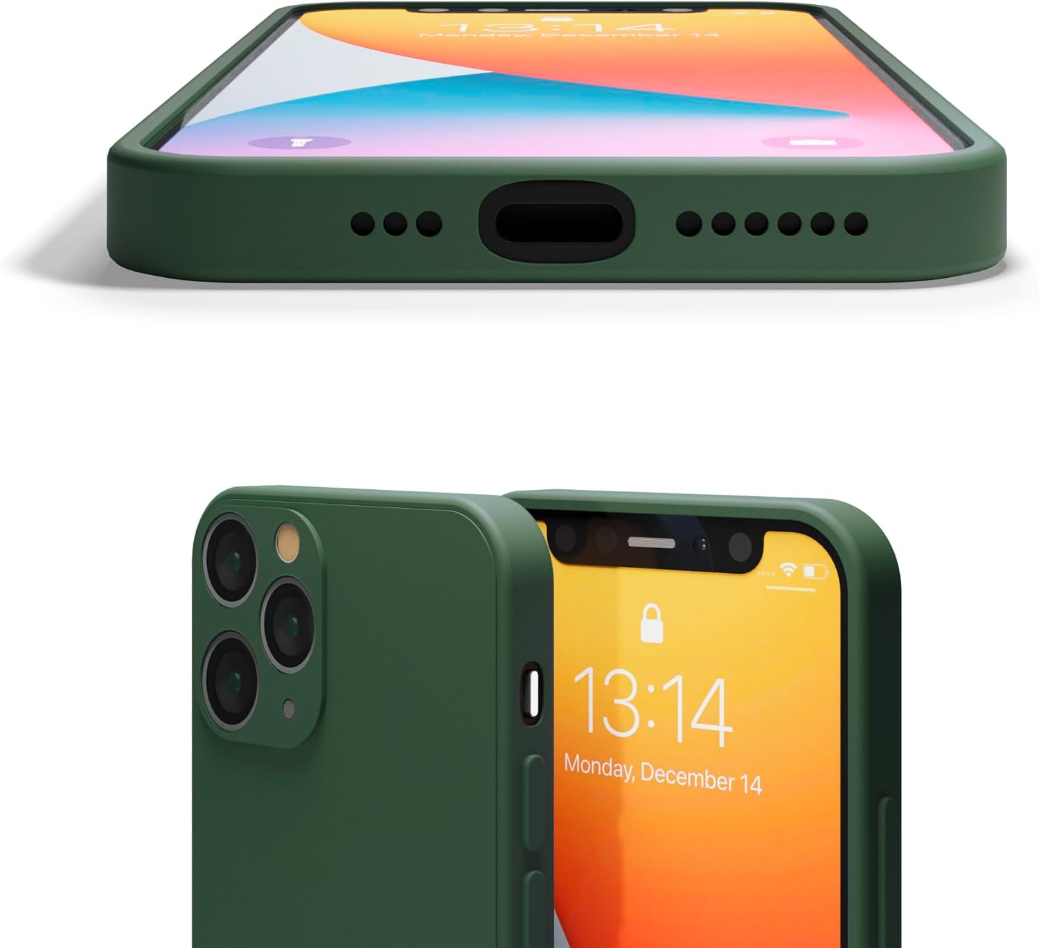 Red Ember Shockproof Case for Iphone 11 Pro 5.8-Inch, Ultra Slim Protective Liquid Silicone Matte Finish Phone Case with Soft Anti-Scratch Microfiber Lining (Green) - Blue image number 5
