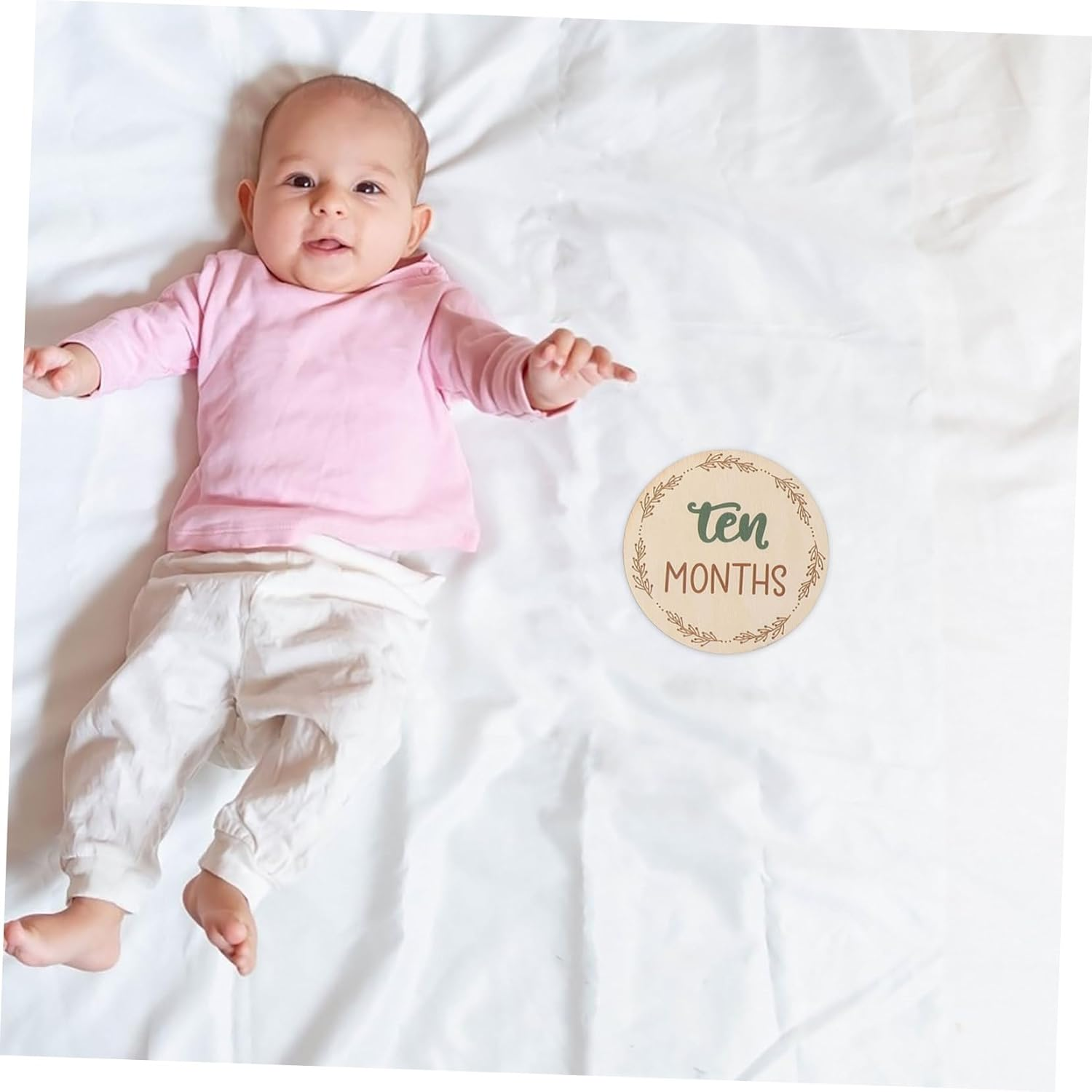 Gadpiparty Monthly Milestone Wooden Discs Photo Prop Growth Milestone Months Signs Decorative Wooden Cards for Photos image number 2