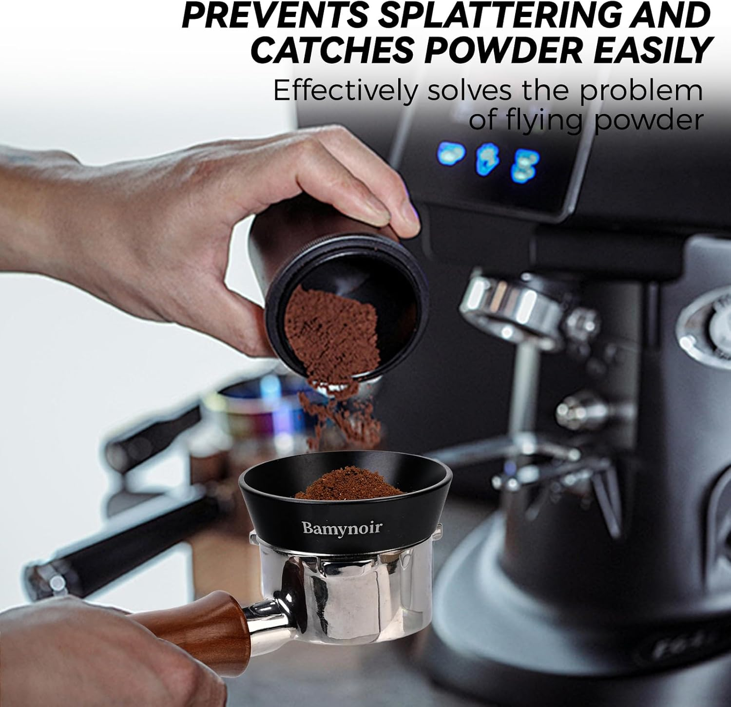 Bamynoir 58Mm Magnetic Dosing Funnel Compatible with 58Mm Protafilter,Espresso Coffee Dosing Ring - 20Mm Anodized with 8 Neodymium(Black)