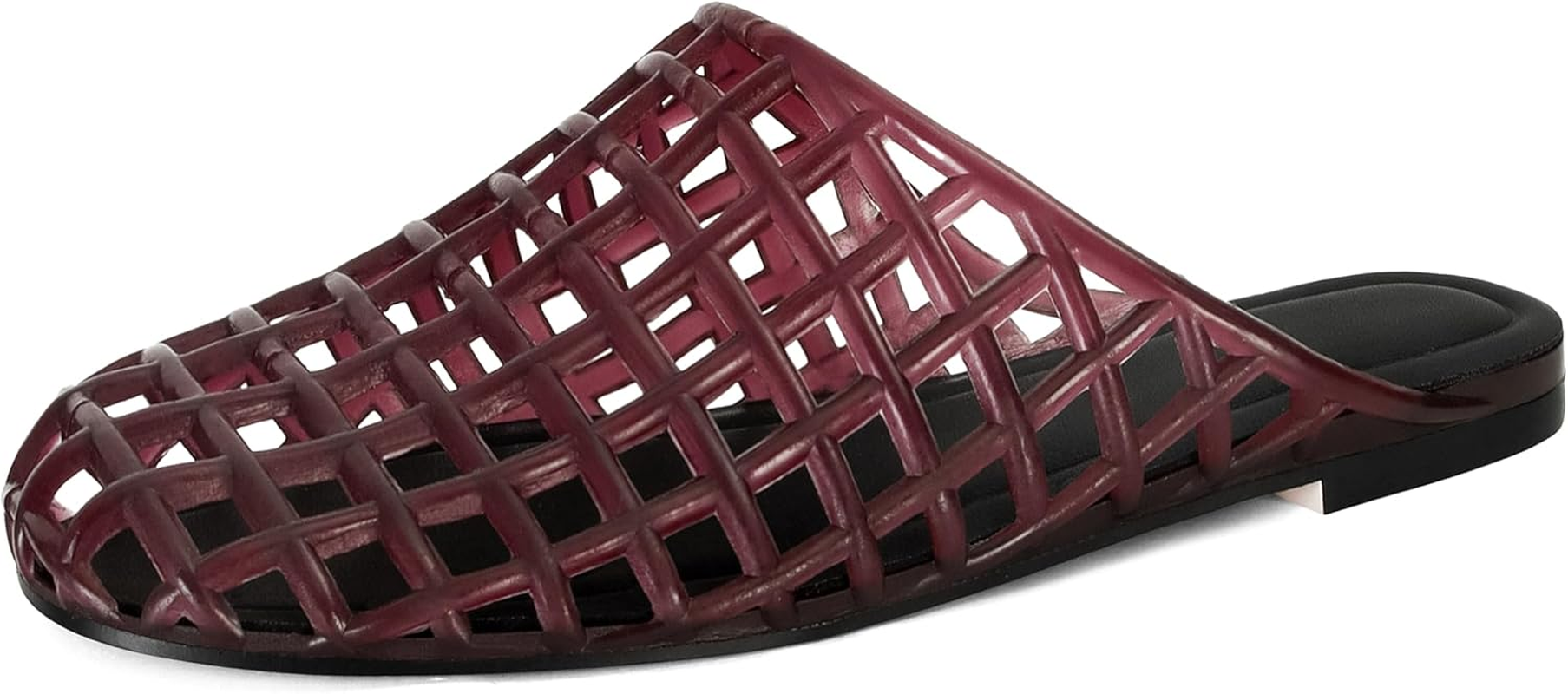 MAIJED Clear Jelly Flats for Women Closed Toe Mesh Hollow Jellies Mule Sandals Slip on Jelly Slides Casual Comfortable Summer Beach Slipper Sandals