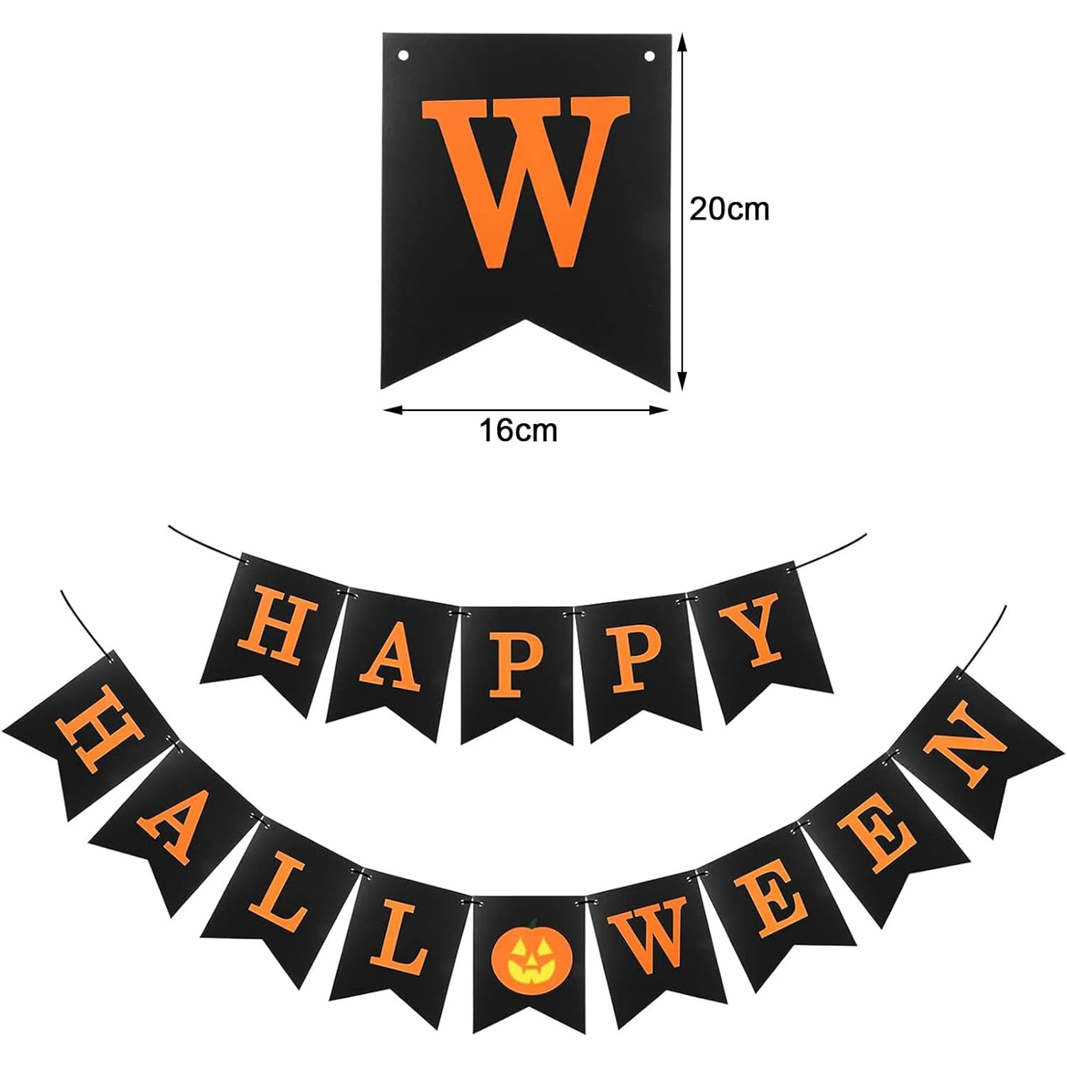 Halloween Banner Orange and Black Halloween Bunting Banner Garland Happy Halloweens Party Decorations Hanging Halloweens Party Favors Supplies