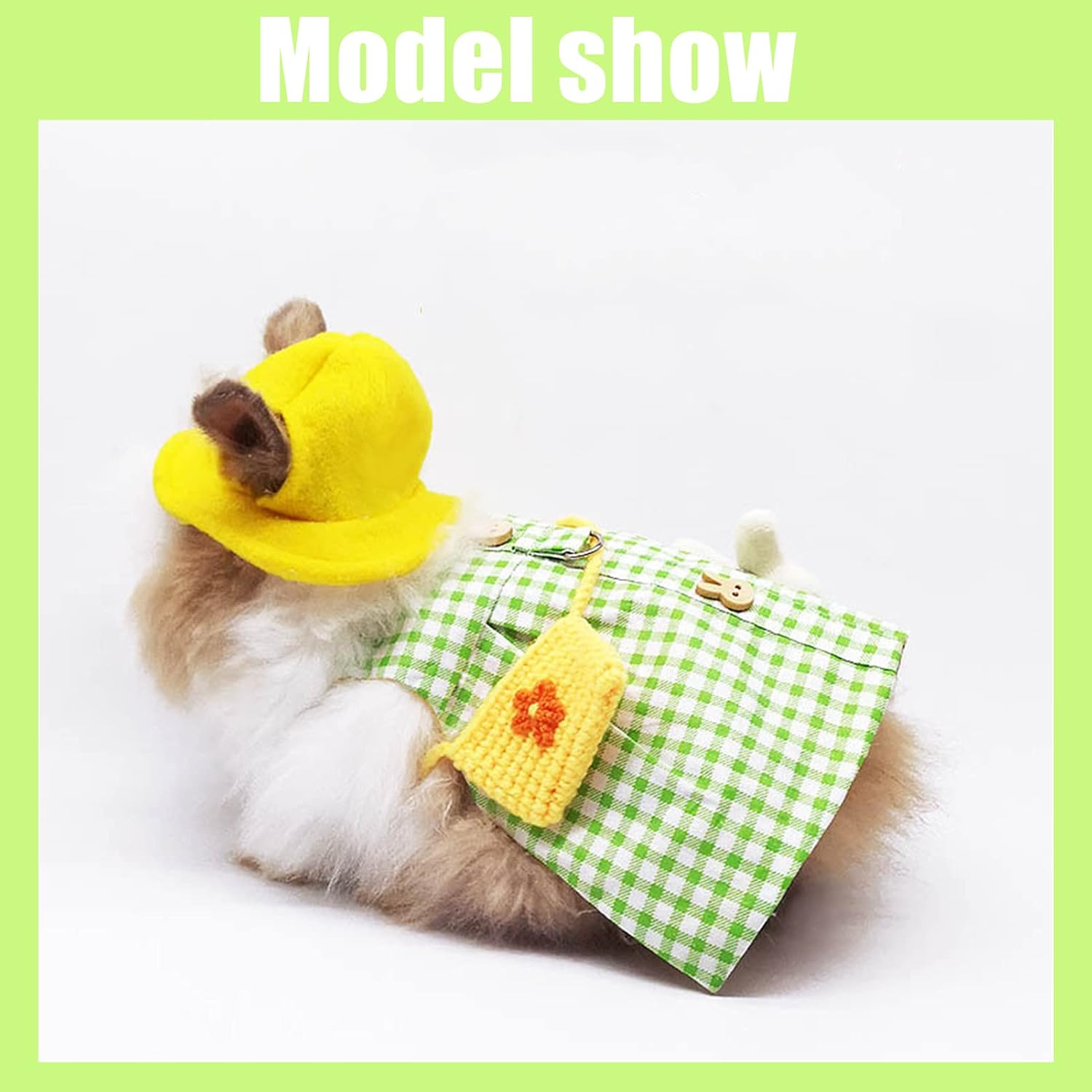 Guinea Pig Clothes,Soft Bunny Ferret Clothes with Pet Rabbit Harness and Leash Mini Hat Bag Cute Brooch for Kitten Small Animal Collars image number 5