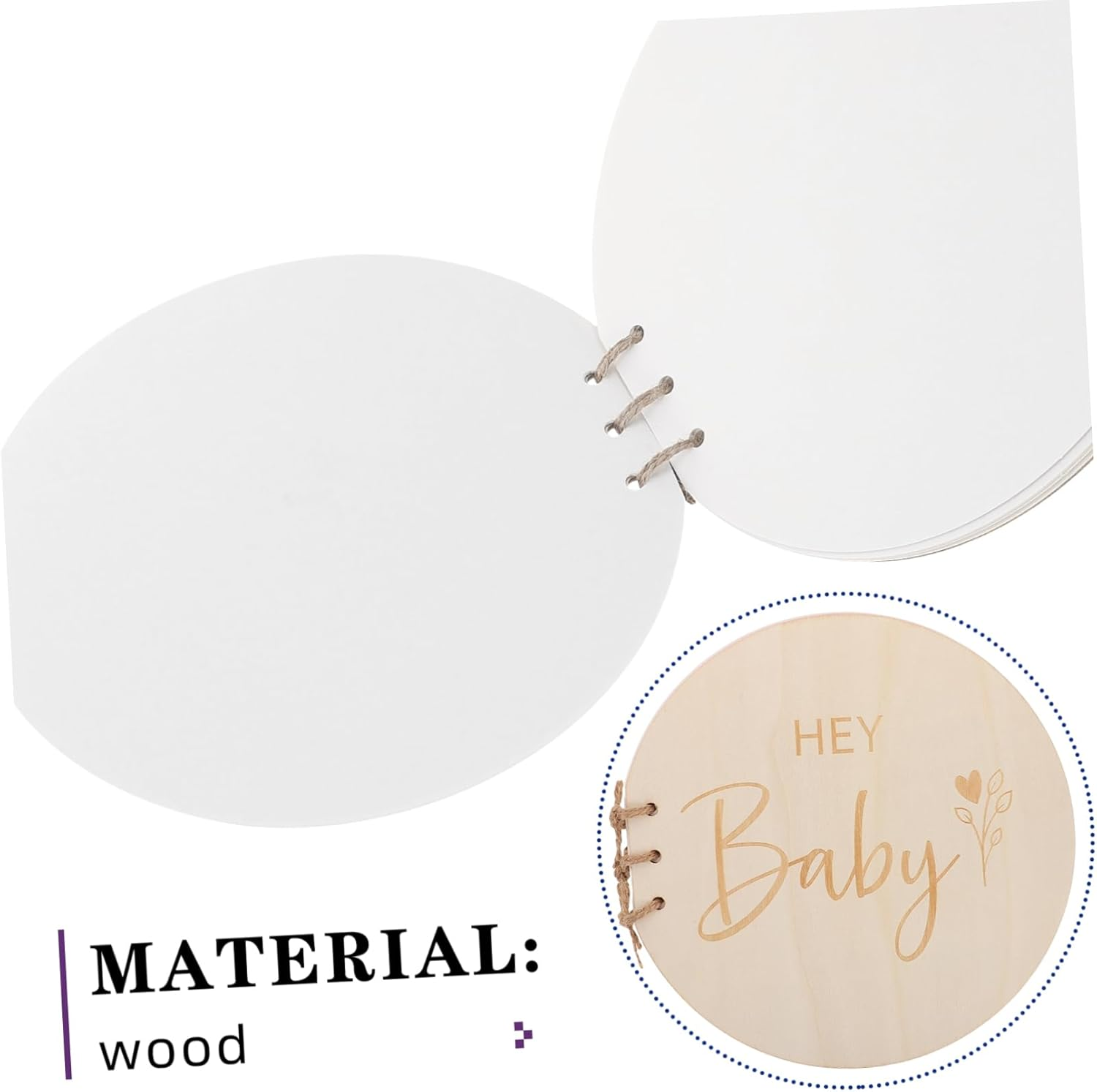 Homoyoyo Rustic Wooden Shower Guest Book Pregnancy Memory Journal with Elegant Design for Boys and Convenient for Parties and Home Decor image number 3