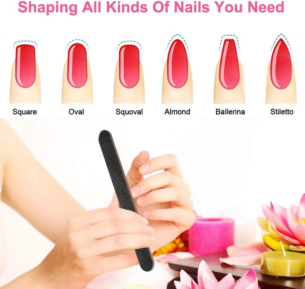 12Pcs Coarse Nail File Set Professional, Emery Boards for Nails 100/180 Grit, Heavy Duty Nail Files for Acrylic/Gel/Natural Nails, Large Nail Filer for Home and Salon Use image number 3