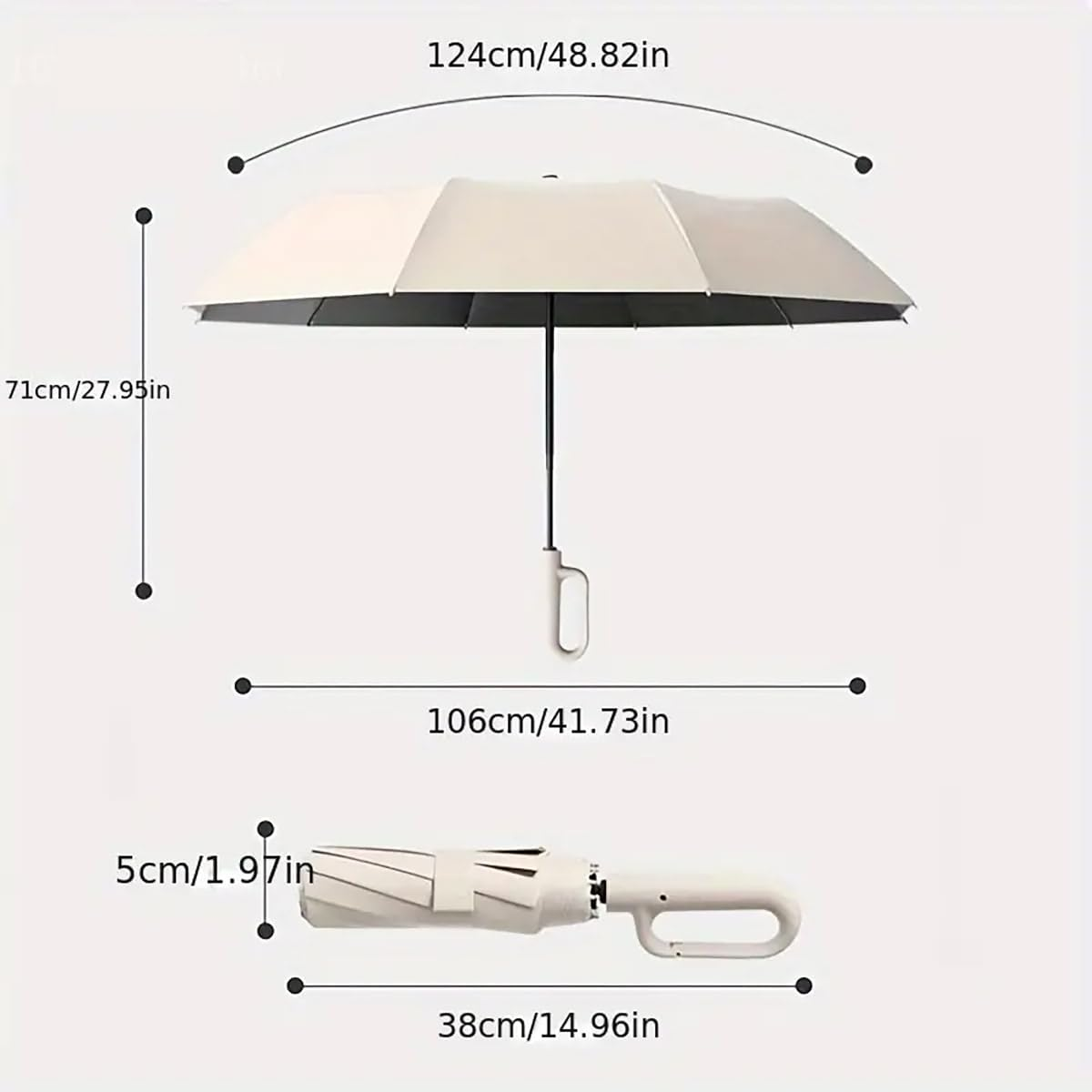 AIMALL Lightweight Auto-Open & Close Umbrella with UV Protection and Durable Design, Portable Sun and Rain Protection with Carabiner, 48.82 Inch Diameter image number 2
