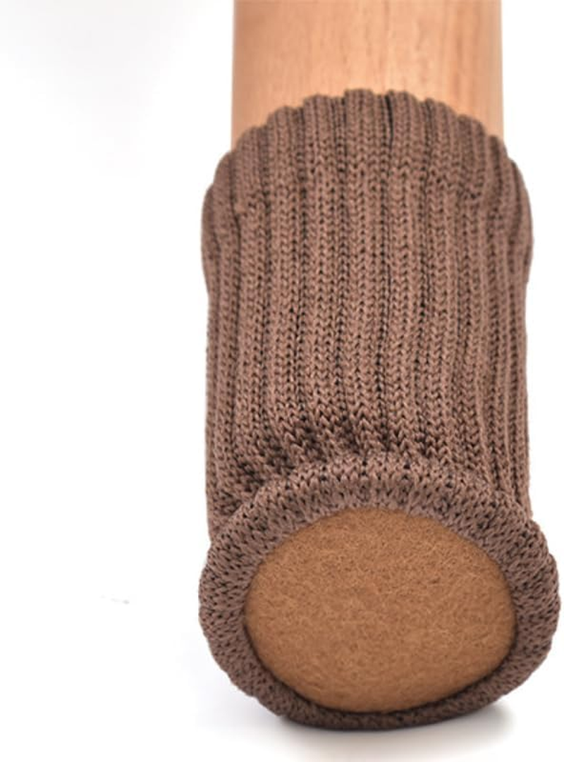 24PCS Knitted Table Chair Leg Socks, Furniture Feet Covers, Floor Protectors, Anti-Slip, Noise Reduction, High Wear Resistance - Brown image number 3