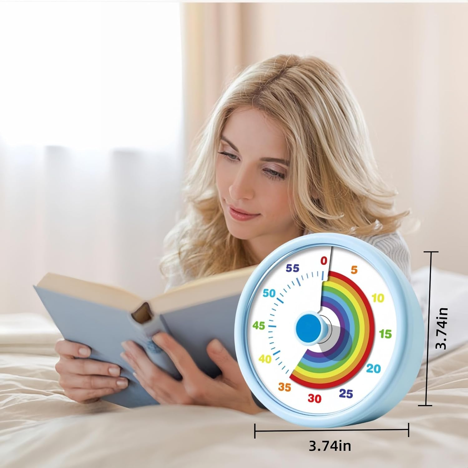 Visual Timer for Kids, 60 Minute Time Timer Kids Timer for Classroom Home Office, Countdown Timer for Cooking Teaching Working Meeting, Pomodoro Timer Kitchen Timer (Blue) image number 4