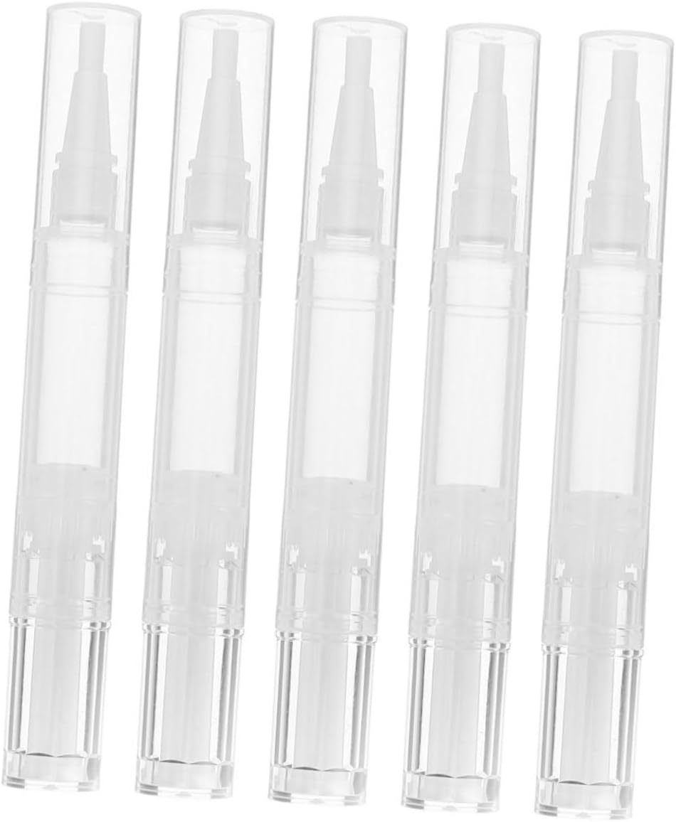 Baluue 5Pcs Transparent Refillable Nail Oil Pens with Lightweight Plastic Cuticle Applicator Tubes for Essential Oils and Lip Gloss Compact Makeup Tool for Travel And image number 3