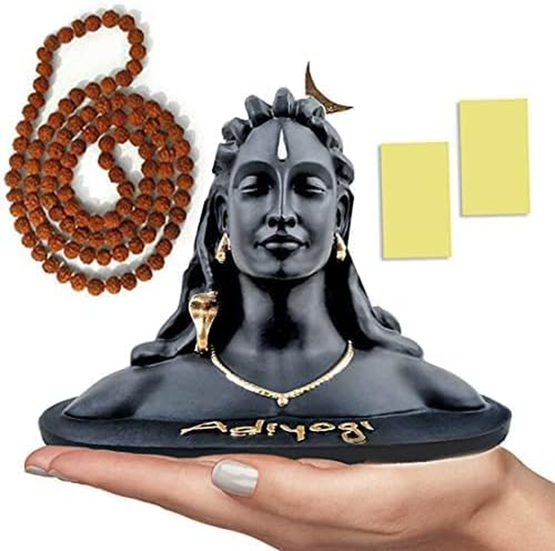 A&S Ventures Polyresin Tialk Adiyogi Shiva Statue || Miniature Adiyogi Shiva Mahadev Idol with Rudraksha Mala Ideal for Car Dashboard, Home Decor, Pooja, Gifting, Good Luck & Peace image number 1