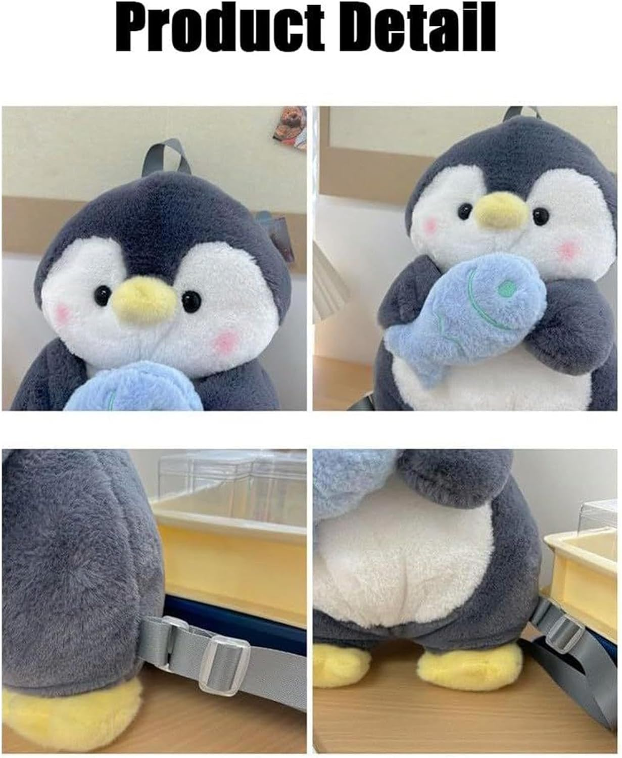 Acunny Penguin Backpack, Penguin Backpack for Women - ADJUSTABLE EMBROIDGE STACHES PENGUIN PERFED MOUTH | Soft Simulated Creatures Bag for Park Adventures, Unique Attribute, Se R&eacute;f&eacute;rer Au Descriptif image number 4