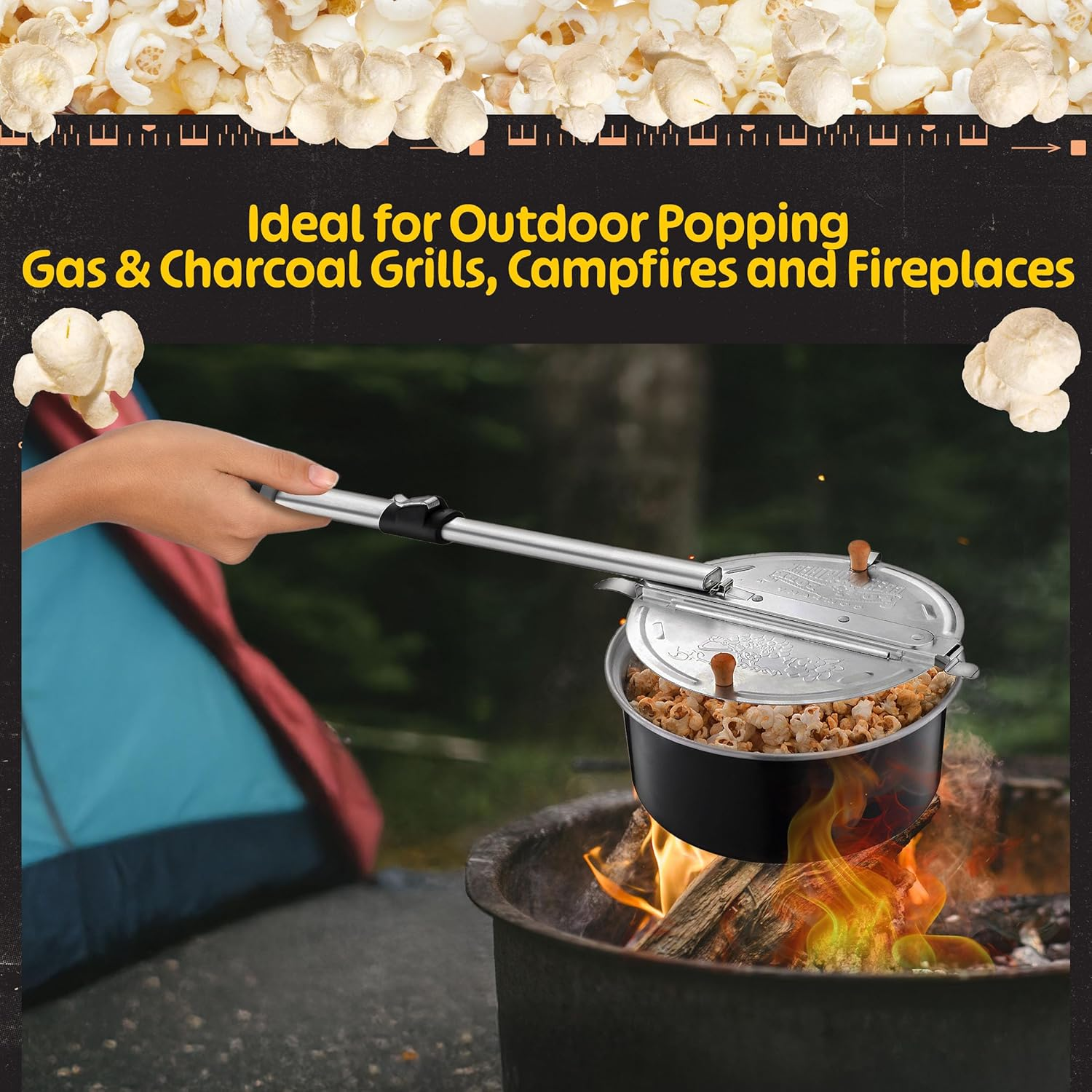 6252 Great Northern Popcorn Pit Popper Campfire Firepit Popcorn Popper - Theater Popcorn Outdoors! image number 4