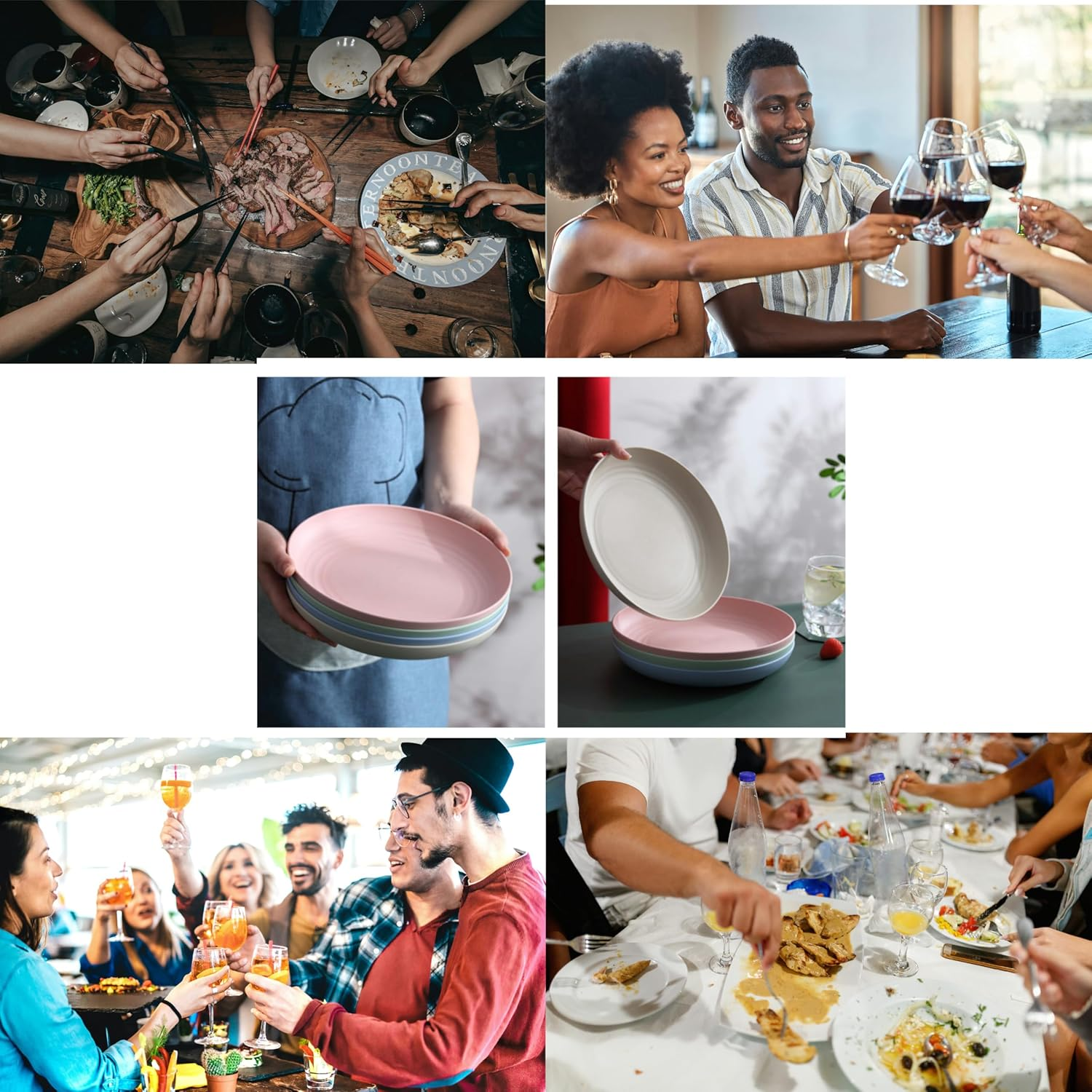 4 Pack Wheat Straw Plates Reusable Dinner Plates, Durable & Lightweight, Perfect for Home, Parties, Camping, and Outdoor Use Dishwasher Safe (25CM 9.8IN)