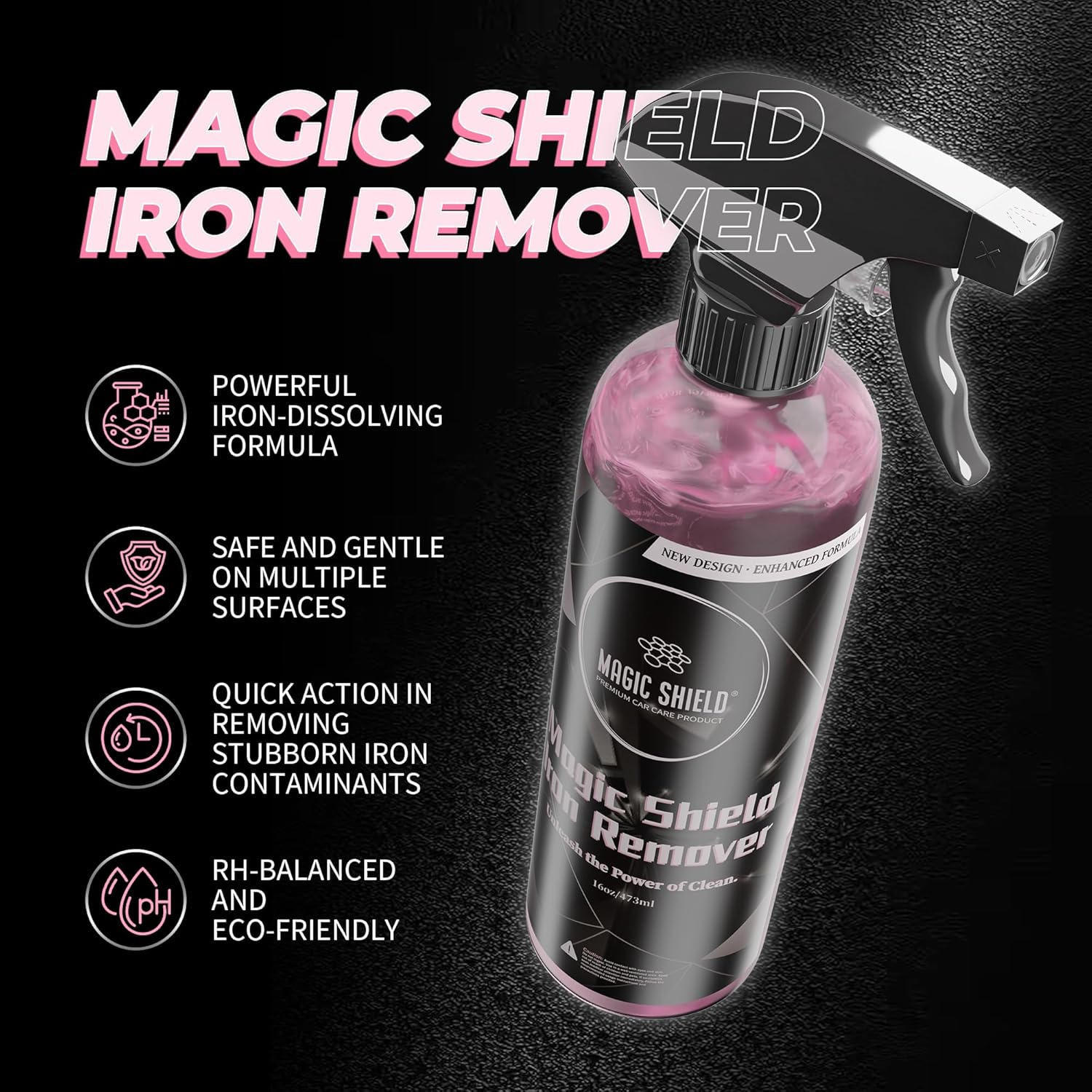 Magic Shield Iron Remover Spray for Cars 16Oz - Ph-Neutral Iron and Fallout Remover for Car, Motorcycle, RV & Boat | 5-Minute Reaction, Effective on Wheels & Paint | All-In-One Solution image number 3