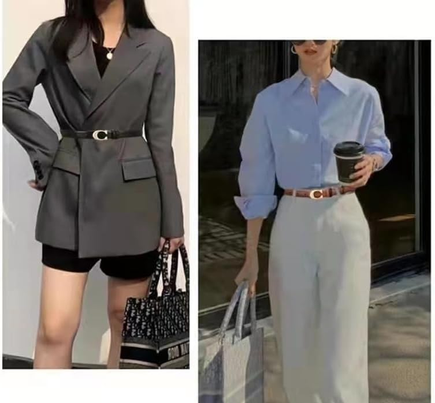 Torostra Women Reversible Leather Belt for Dresses Pants Jeans,Fashion Dress Belts - Csharp Buckle Black/Brown image number 5