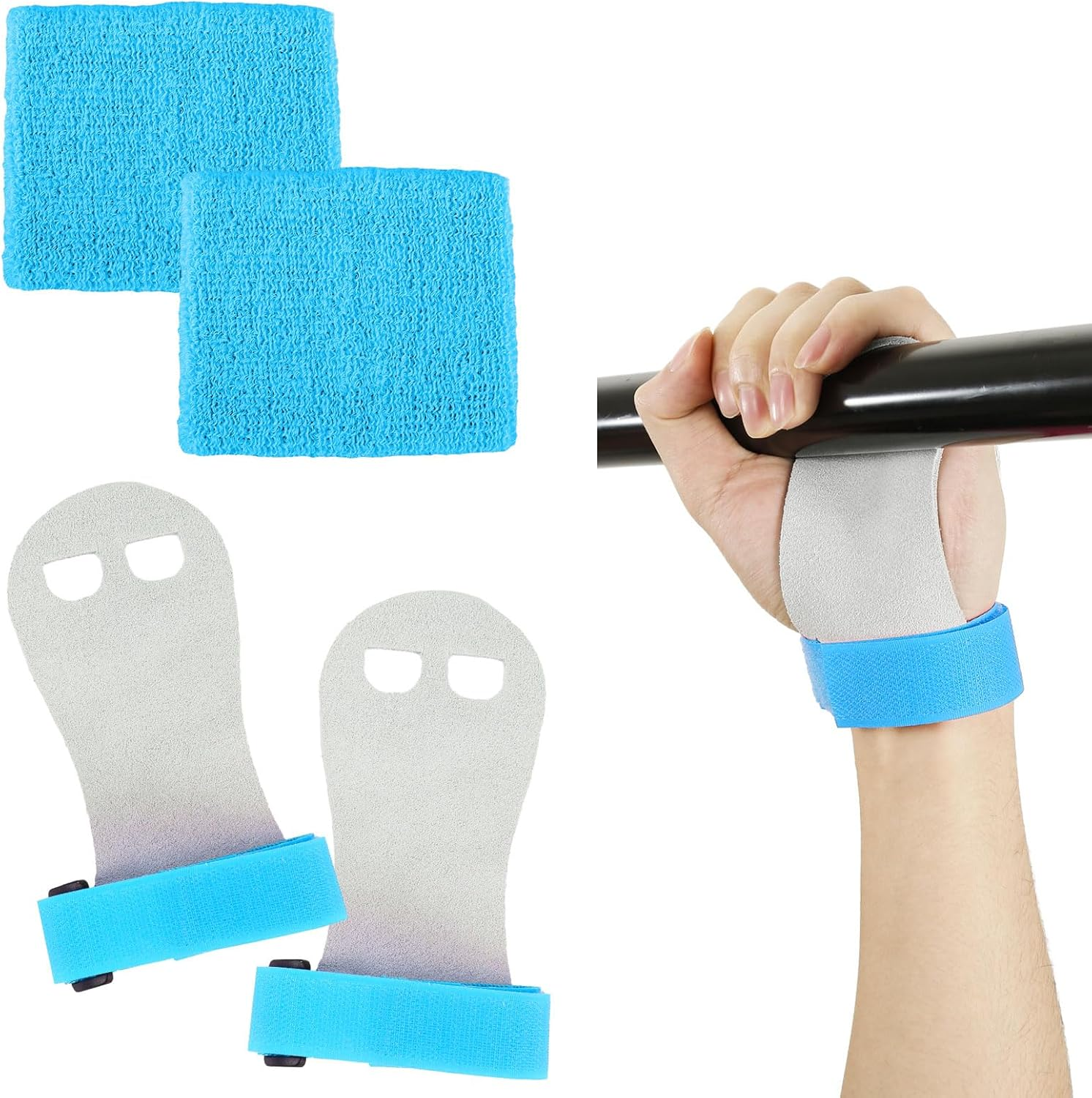 4Pcs Gymnastics Hand Grips & Wristbands, Sweatband Wrist Bar Grips Palm Protectors Comfortable Gymnastics Gloves Wrist Support Sports Accessories for Exercise & Workout image number 1