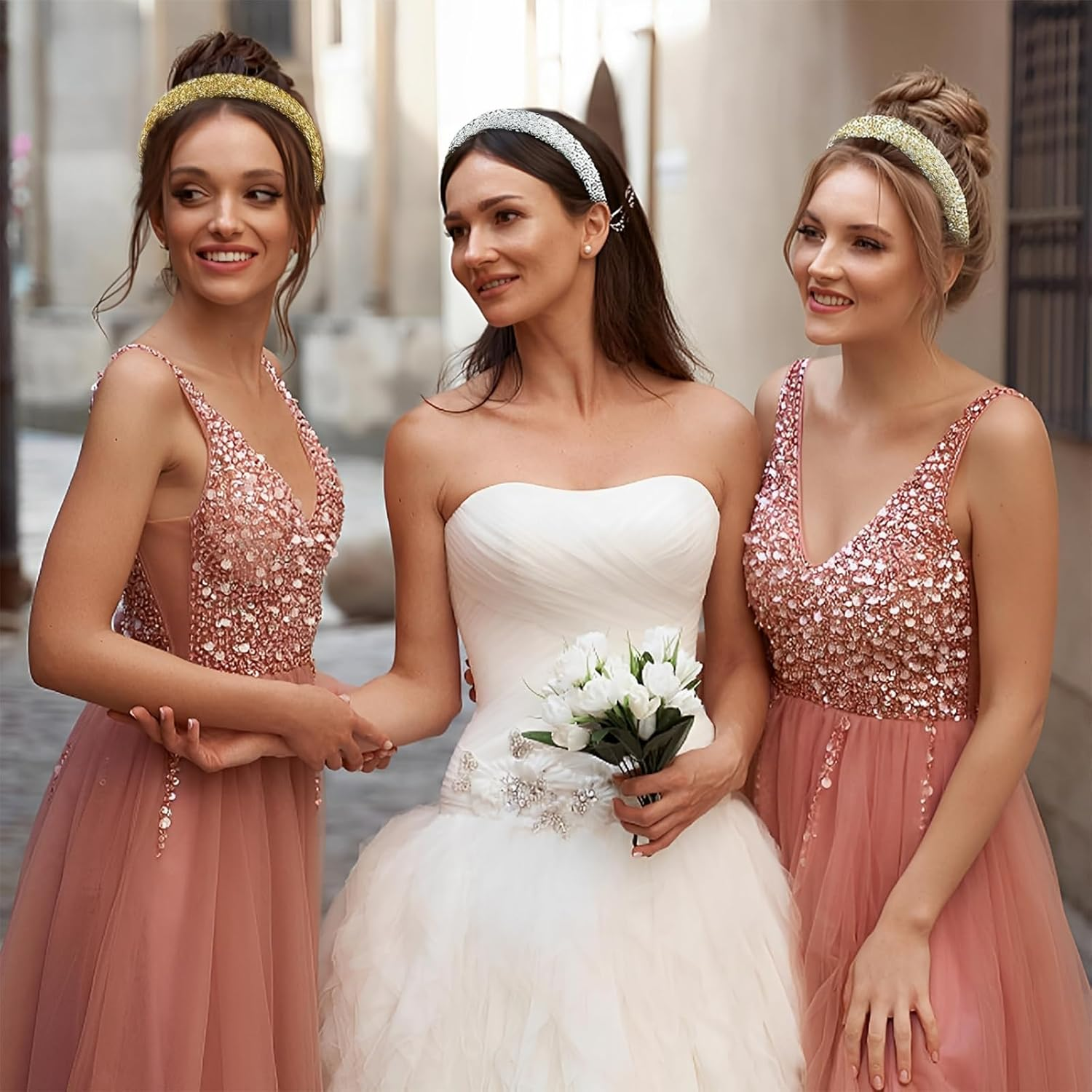 Jga Accessories Women, Bride to Be Headband with Rhinestones, Heart Sunglasses, Set of 2 in Silver and Porcelain White, Perfect for Bride Party and Stag Night image number 1