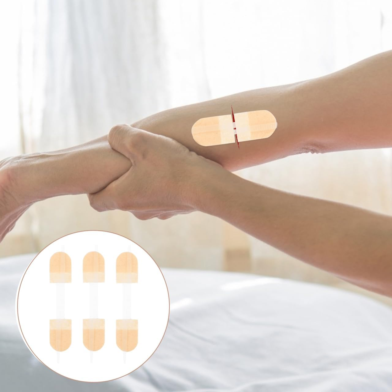 FOMIYES 3Pcs Waterproof Zip-Stitch Wound Closure Strips - Pain-Free No-Sew Skin Tape for Secure Healing, Seamless Adhesive Bandages for Outdoor and Active Use image number 4