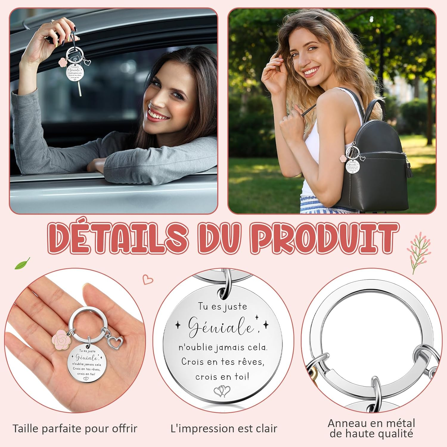 Xuniea 3 Encouraging Gifts for Women Inspirational Cosmetic Bag Toiletry Bag Motivational Keyring Ballpoint Pen Birthday Colleagues Friends Family image number 4