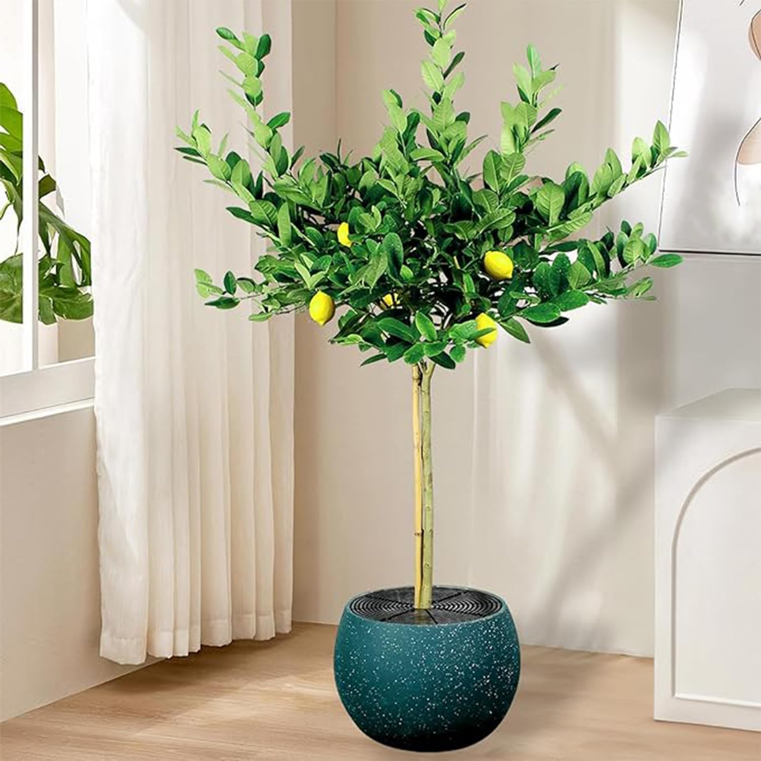 Roczential 3Pcs Plastic Grid Plant Pot Covers with Stake, Breathable Leak-Proof Plant Pot Protector for Indoor/Outdoor Potted Plants, Soil Protector Grid Cover image number 1