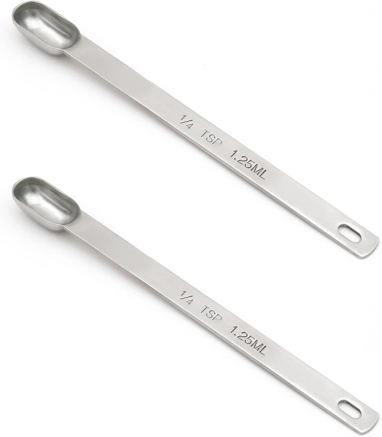 2PCS 1Tsp (1/3Tbsp, 5Ml) Single Measuring Spoon, Stainless Steel Long Handle Individual Teaspoons Only image number 2