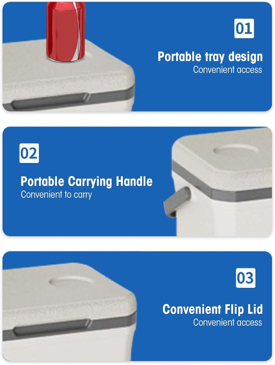 Insulated Portable Cooler, 6L Hard Cooler Car Cooler with Handle, Lightweight Ice Chest Box for Beach Outdoor Camping BBQ Picnic, Hard Camping Cooler Outdoor Cooler, Large Capacity image number 2