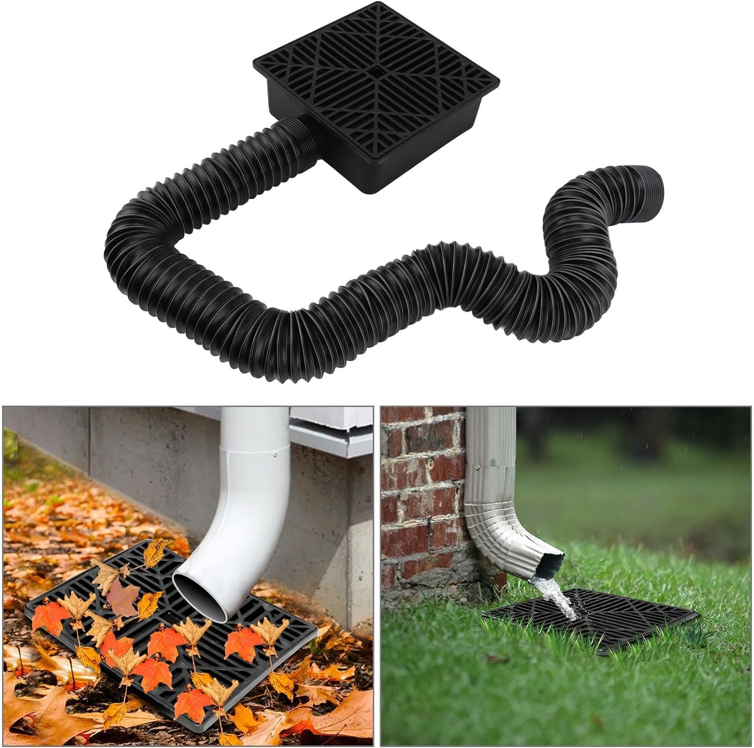 Asixxsix Gutter Downspout Extensions, Flexible, No Dig Low Profile Catch Basin Downspout Extension Kit, Flexible Pipe to 8 Ft, Protect House Foundation, down Spout Extender image number 6