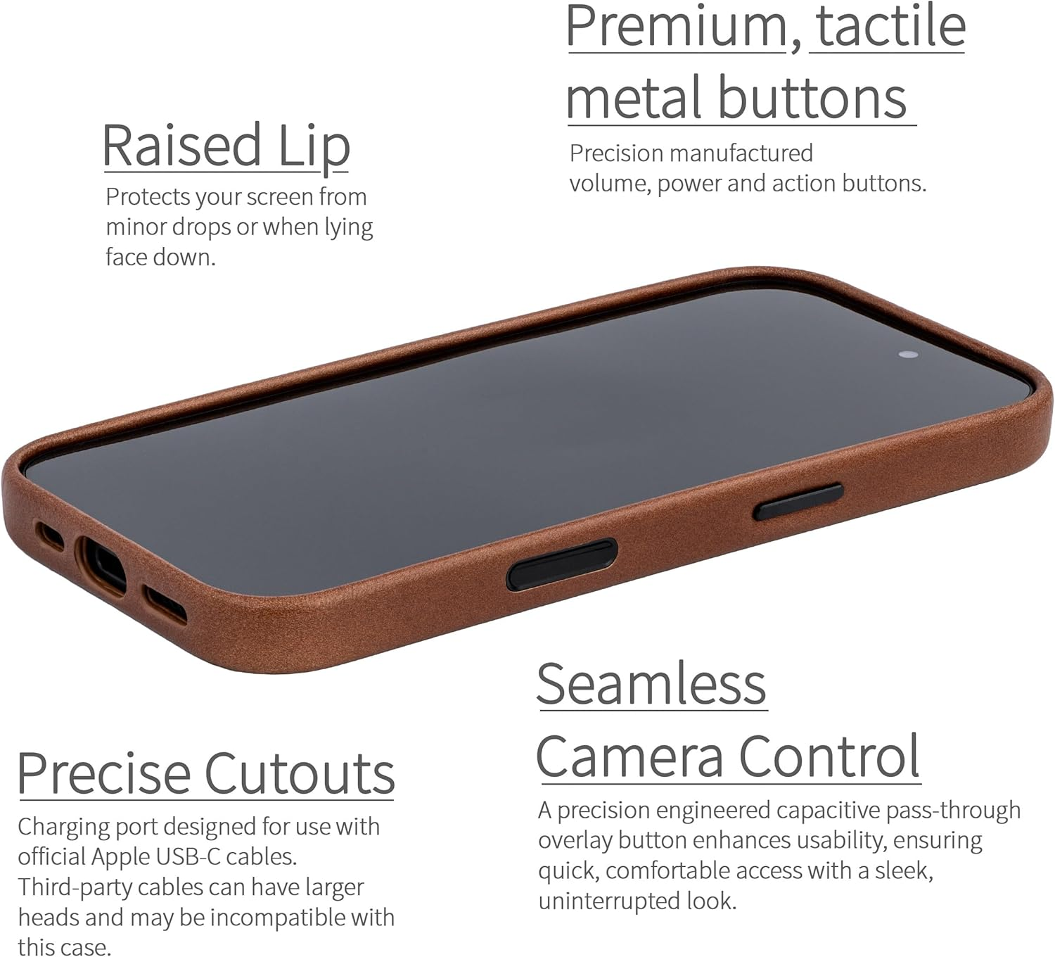 Dockem Genuine Leather Case for Iphone 17 Compatible with Magsafe, with Capacitive Camera Control Button (MSGL, Brown) image number 3