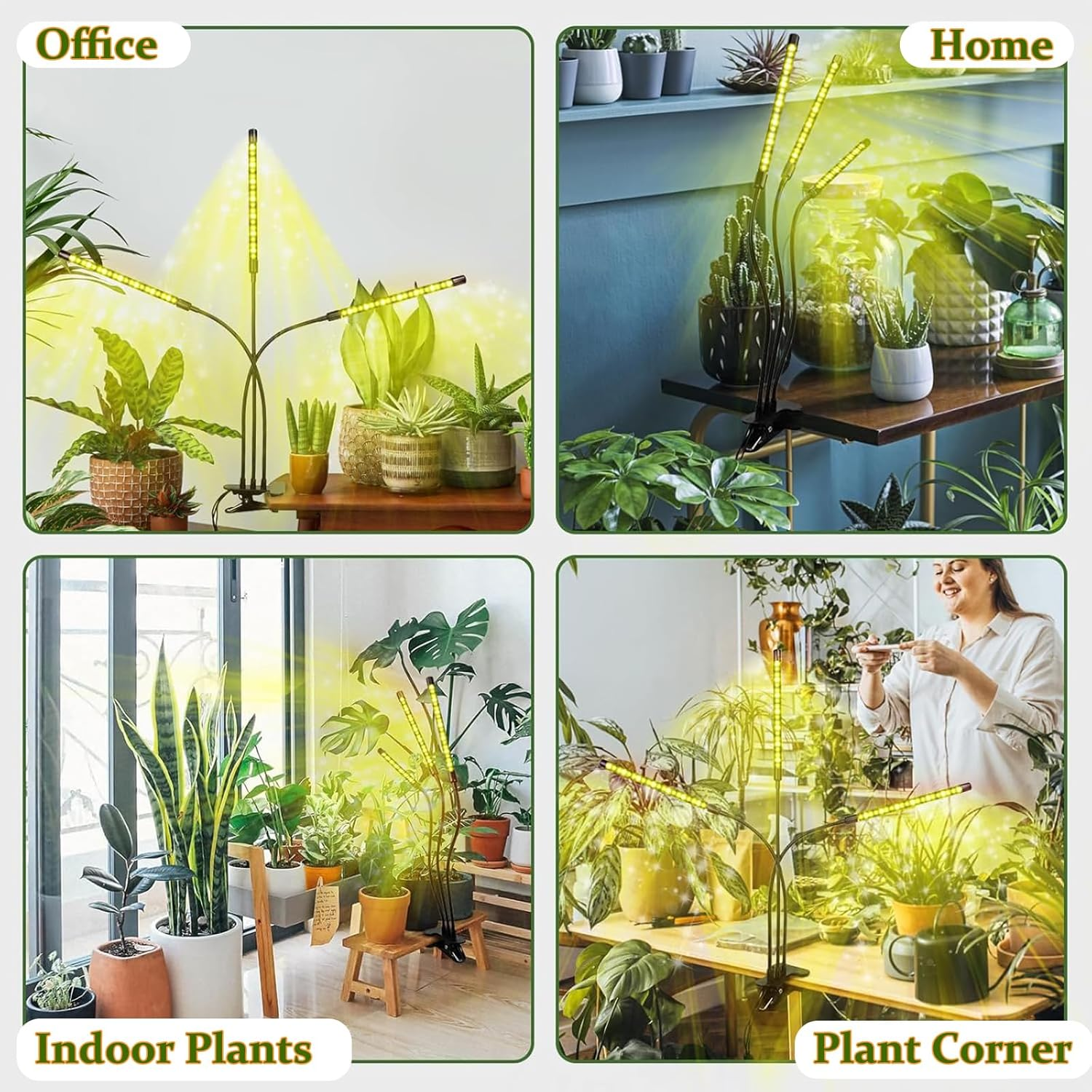 Grow Light for Indoor Plants, Clip-On Full Spectrum LED Grow Lights, Adjustable Gooseneck with 3/9/12H Timer & 10 Dimmable Modes, 3 Tubes image number 2