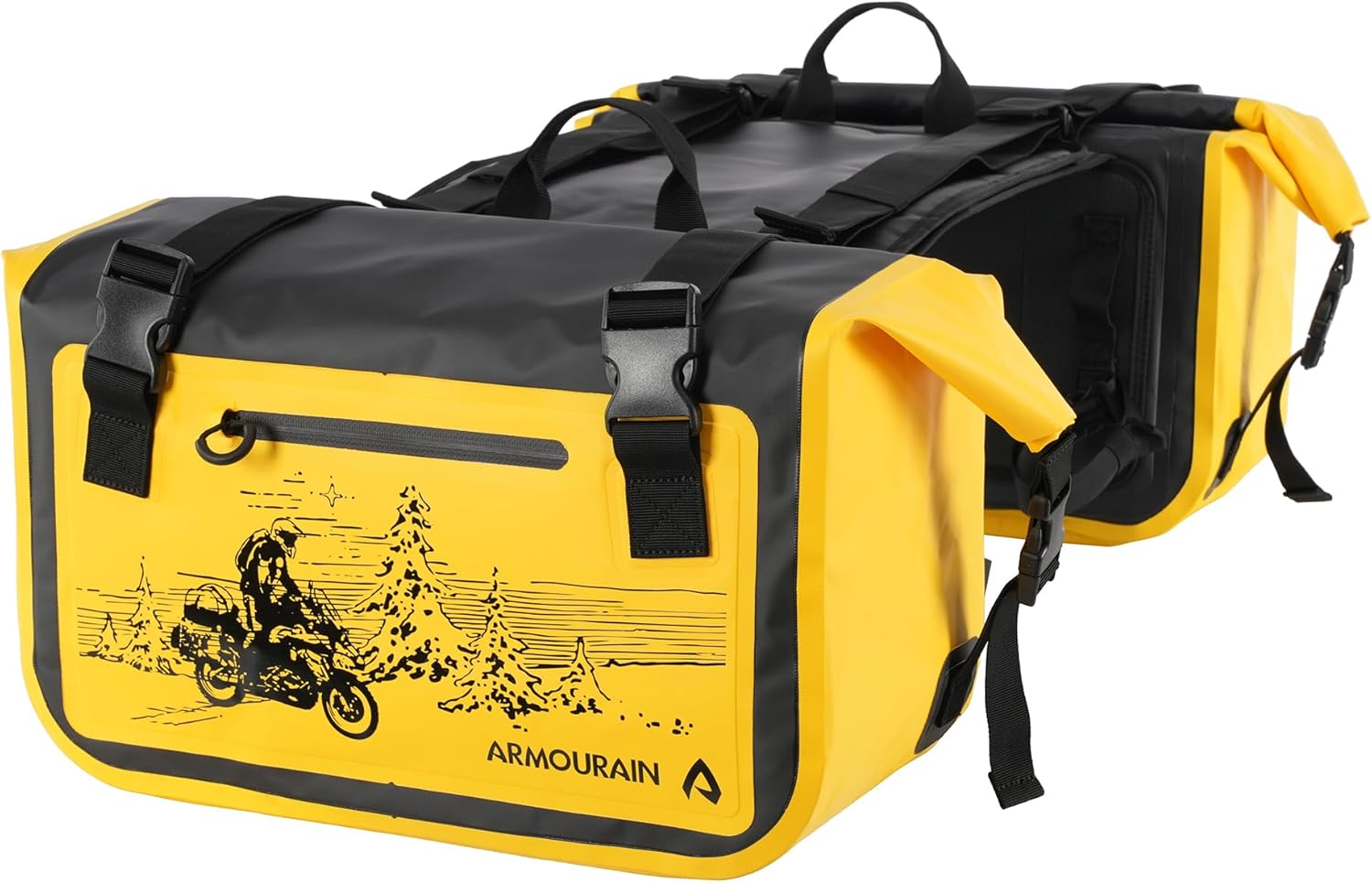 Motorcycle Side Bag 50L (25L*2) Trunk Seat Bag Saddle Bag Motorcycle Accessories (Grey)