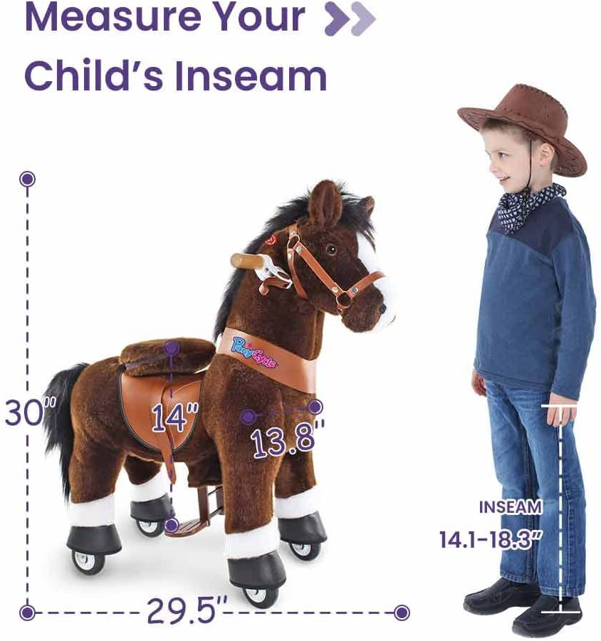 Ponycycle Authentic Horse Ride on Toy for Toddlers (With Brake/ 29.9" Height/ U3 for Age 3-5) Giddy up Horse Rides Chocolate Brown Ux321 image number 6