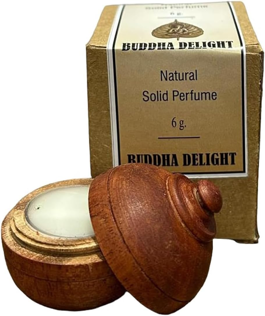 Natural Organic Buddha Delight Solid Wax Perfume | Natural Wax in Mini Wooden Box for Men and Women - 6 Gm, (Pack of 1) image number 1