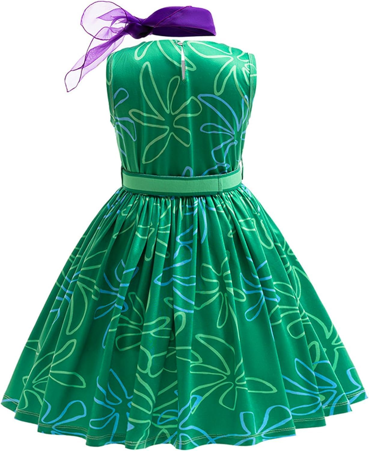 Girls Green Costume Cosplay Dress up Halloween Outfits with Wig image number 1