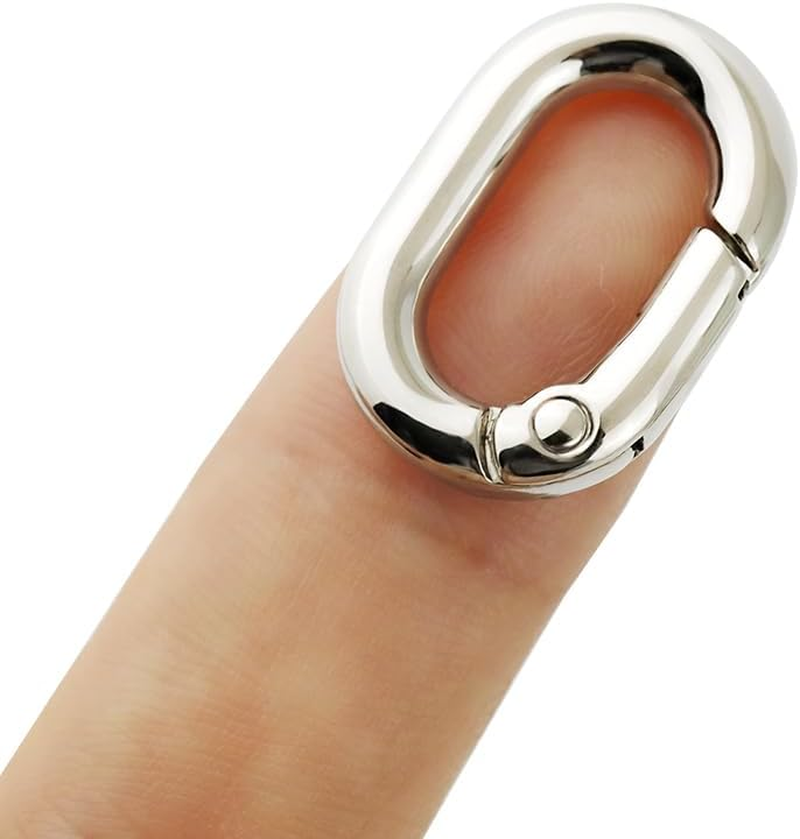 10 PCS TANJUN Carabiner Metal Spring Key Ring, Spring Keyring Buckle, Oval Ring for Bags,Purses - Black image number 6