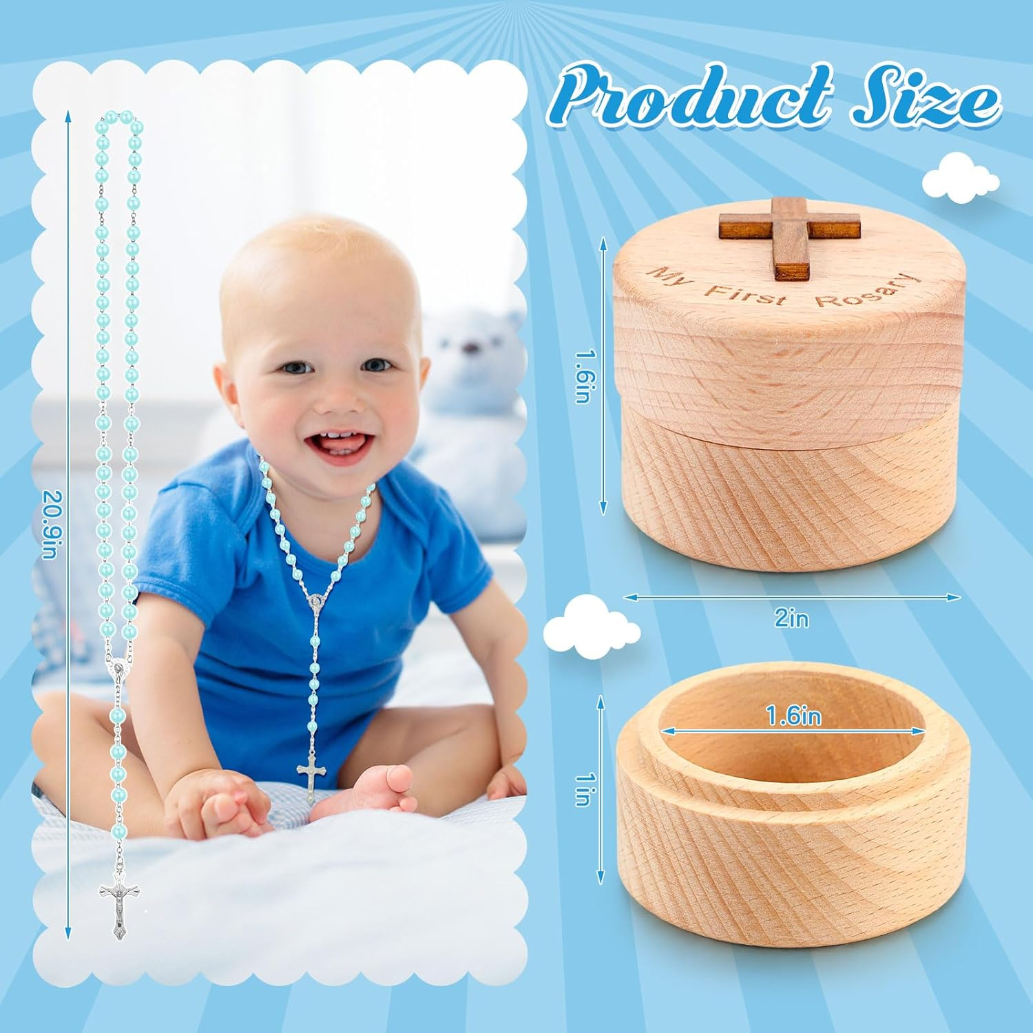 Loetere Baptism Gifts for Girls Boys Rosary Catholic My First Rosary and Keepsake Box for Baby Shower Holy First Communion Christian Beads Gifting Set, Bead of the Necklace: about 0.31 Inch In - Purple image number 6