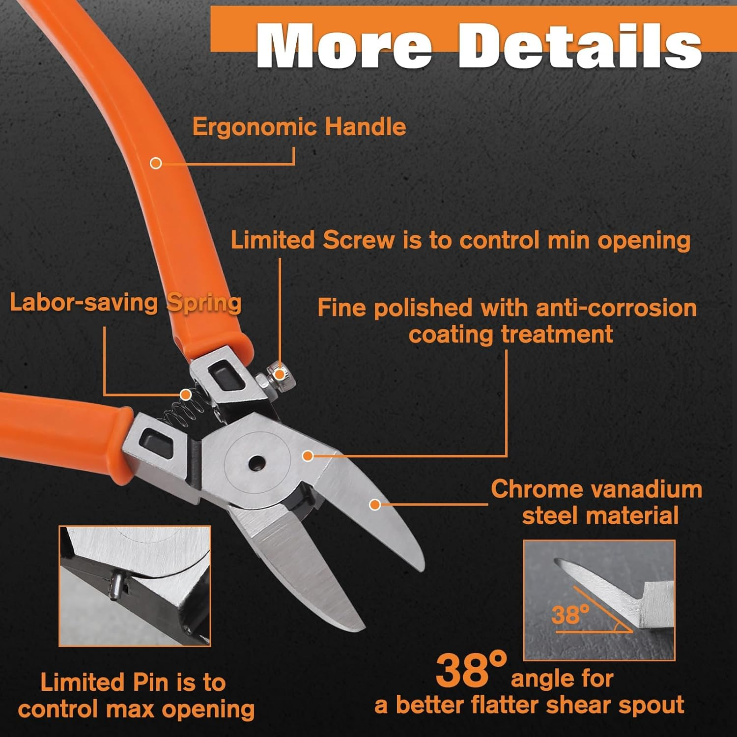 SPEEDWOX Wire Cutter 38 Angled Flush Cutters for Electronic Components Ultra Sharp Side Cutters Wire Scissors for Jewellery Making Cutting Soft Wires, Electronics Zip Tes image number 2