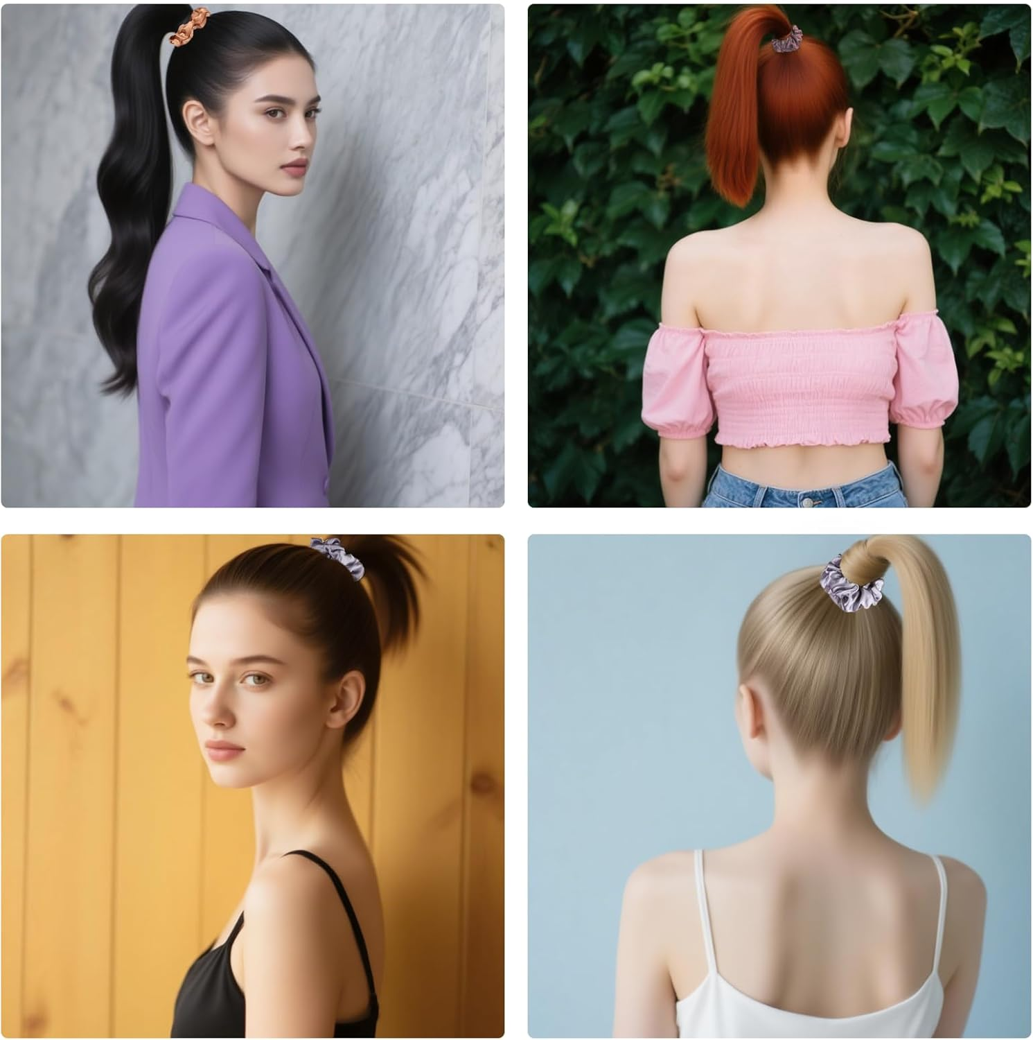 ONBPIY 12Pcs Silk Scrunchie Hair Ties Hair Accessories Silk Hair Ties Scrunchies Set for Women Girls Elastic Ponytail Holder image number 4