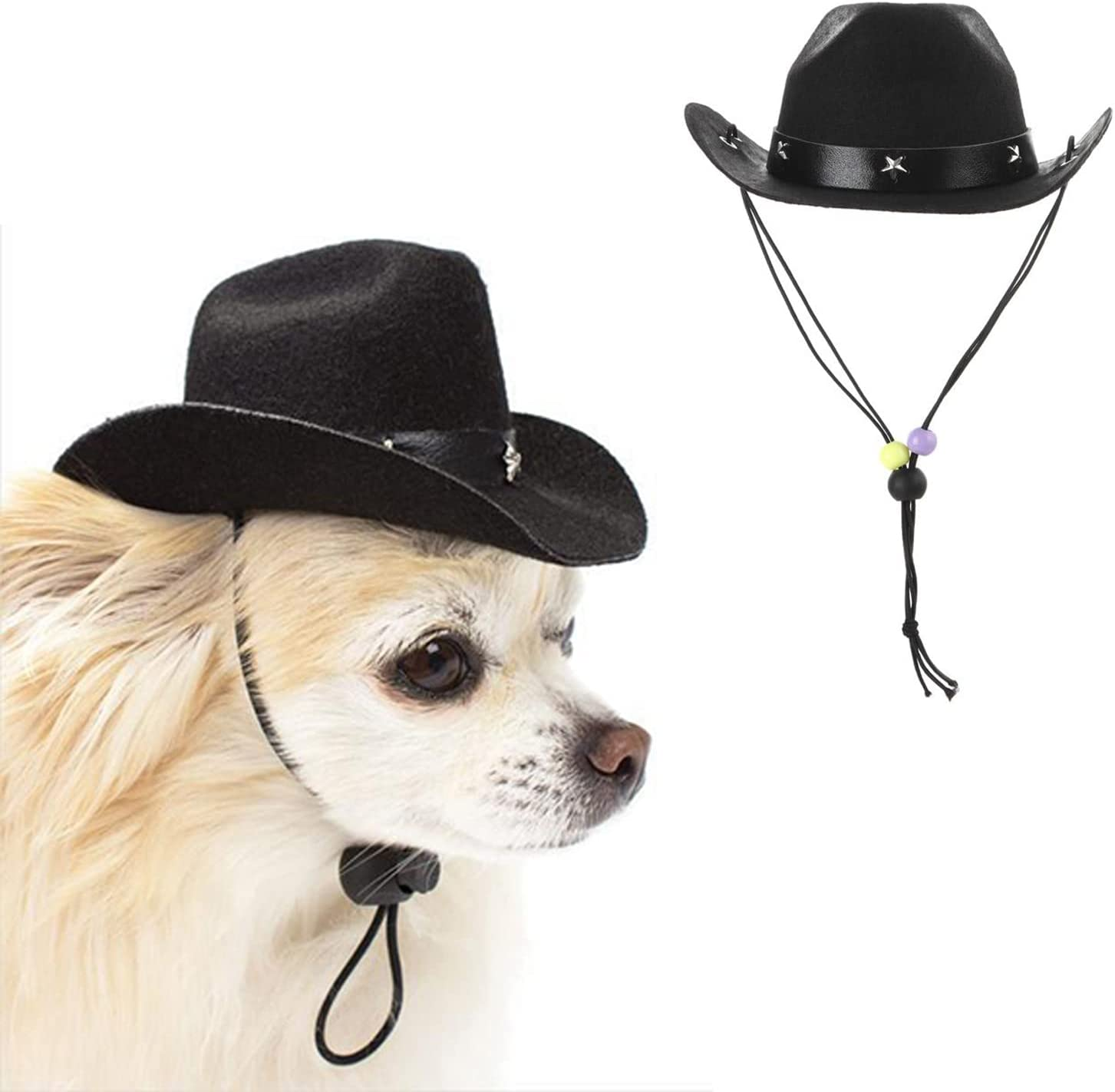 AWOCAN Pet Dog Costume Cowboy Hat Cosplay Cap Puppy Pet Dog Cat Holiday Pet Party Decoration (Pink)