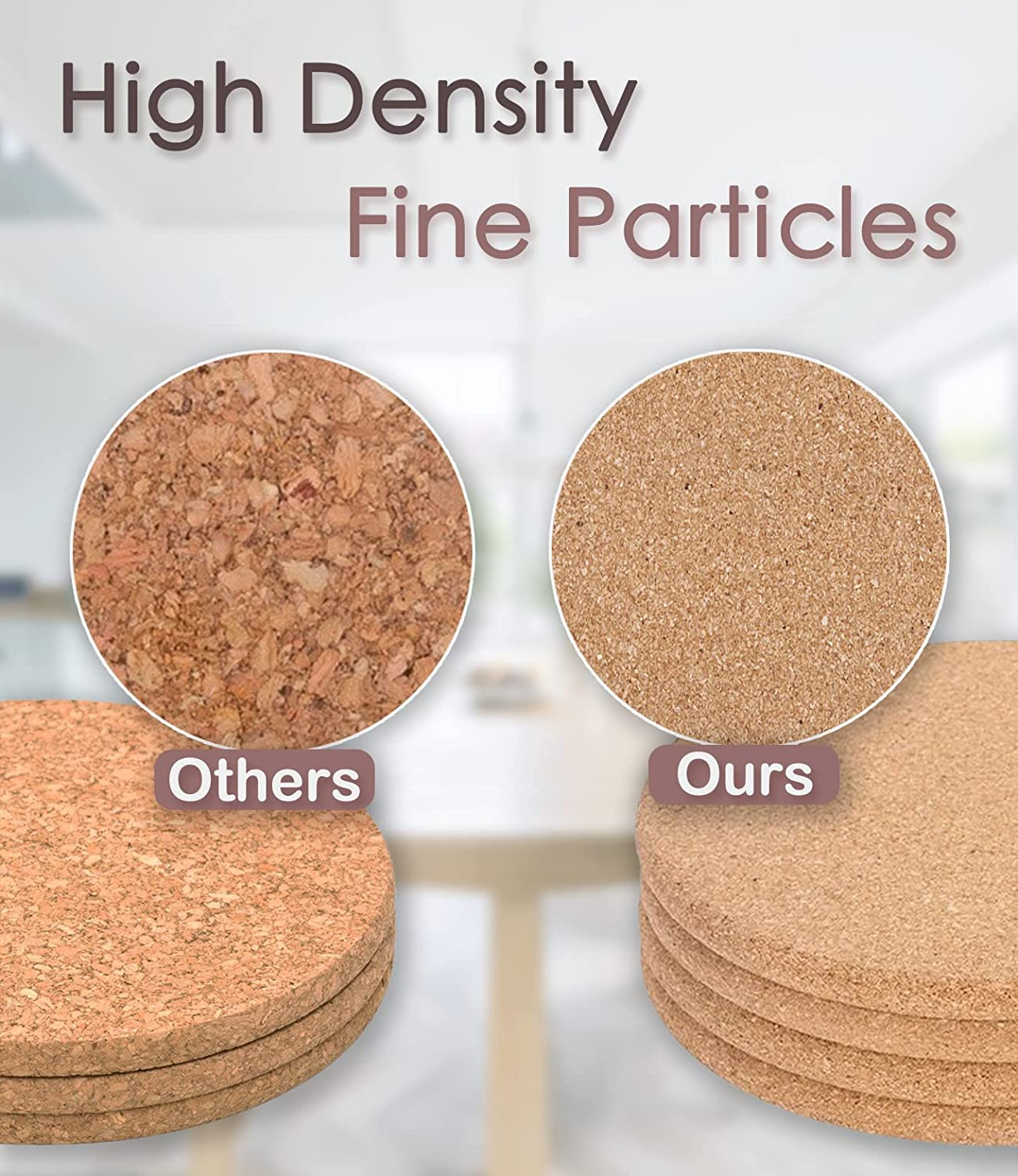 Cork Trivet, 6 Pack High Density Thick Cork Coaster Set for Hot Dishes and Hot Pots, 8 Inch Heat Resistant Multifunctional Cork Board, Hot Pads for Table & Countertop image number 1