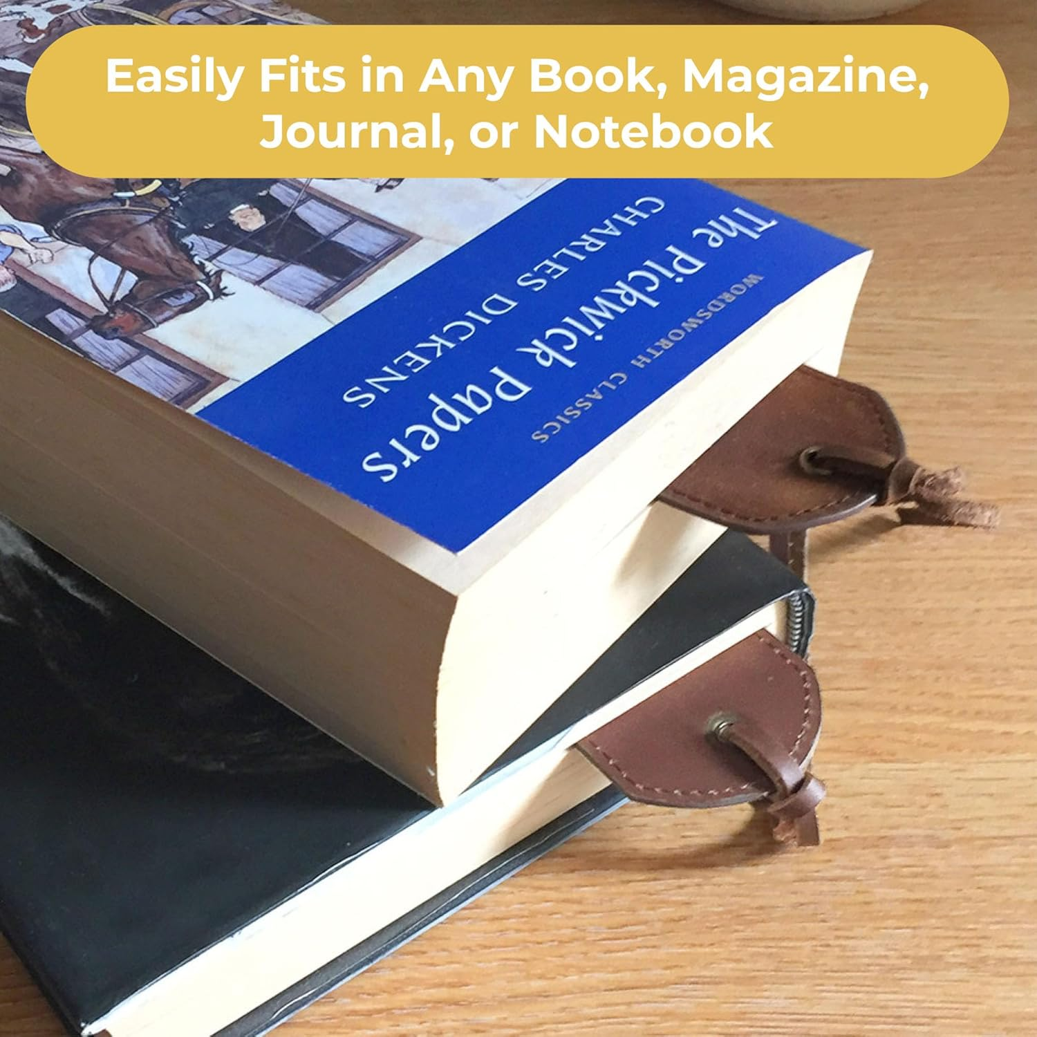 Leather Bookmark Handmade with Sugar Skull Design - 2 Genuine Leather Book Marks for Reading - Unique Bookmarks for Men Women Girls | Gothic Book Lover Gifts for Bookworms Relatives and Friends image number 2