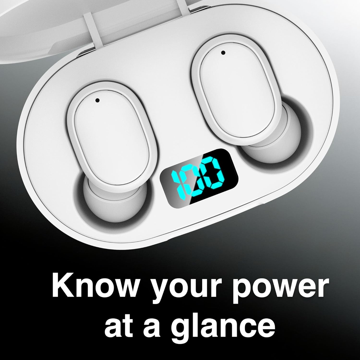 Laser True Wireless Earphones White with LED Battery Display Bluetooth 5.3 TWS Headphones USB-C Charging Case for Music Calls Travel Gym Work image number 6