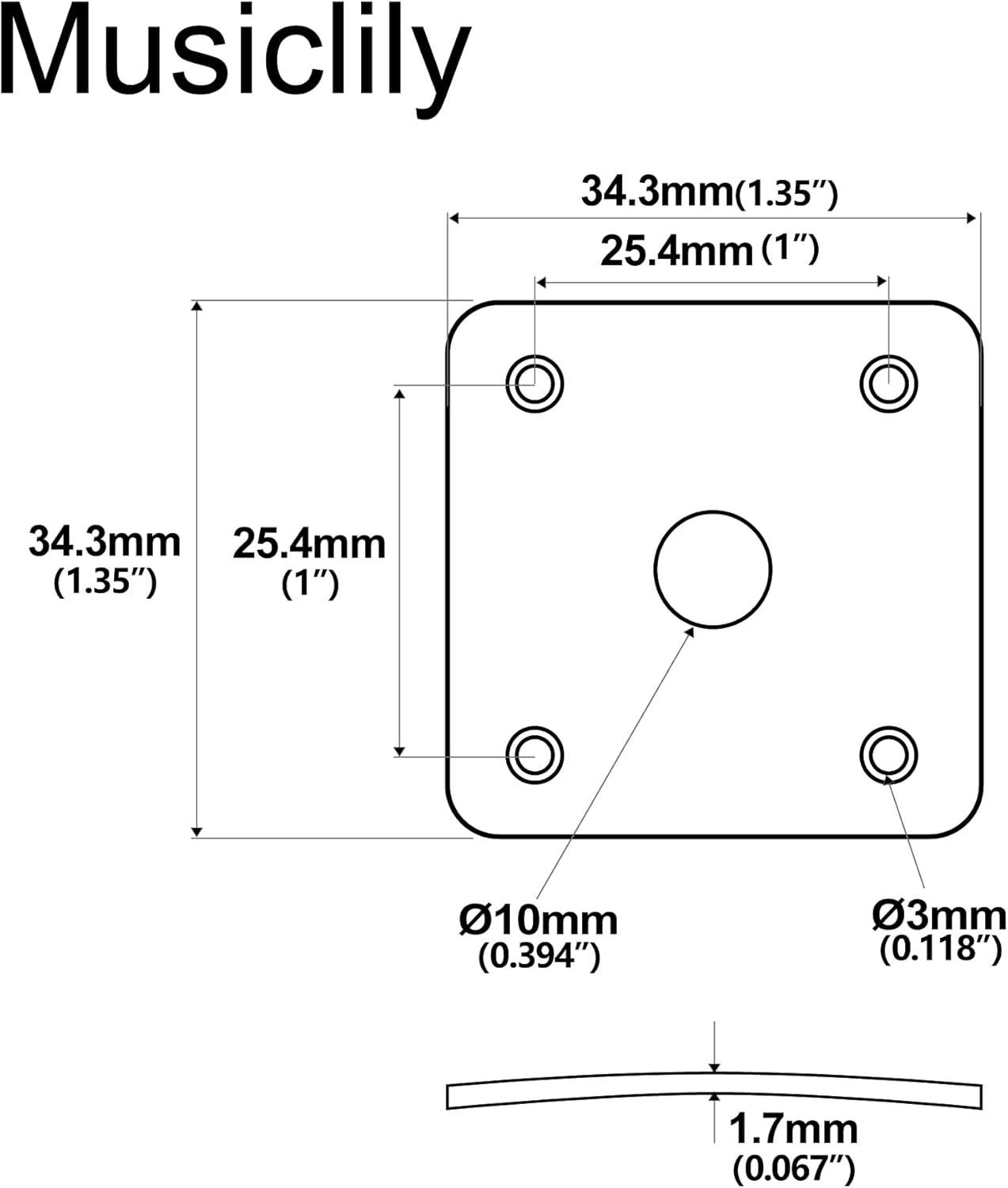 Musiclily Pro Plastic Curved Jack Plate Square Jackplate for G Style Epiphone Les Paul Guitar, Cream (Set of 2) image number 5
