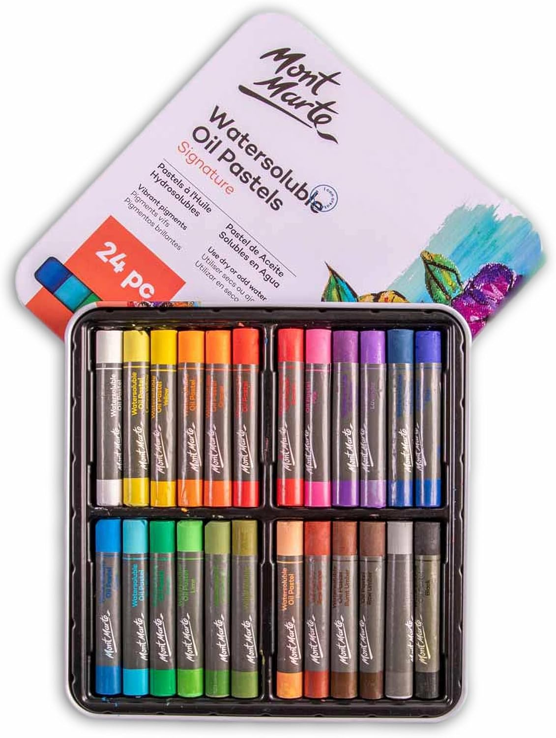Mont Marte Watersoluble Oil Pastels in Tin Box 24-Pieces Set image number 4