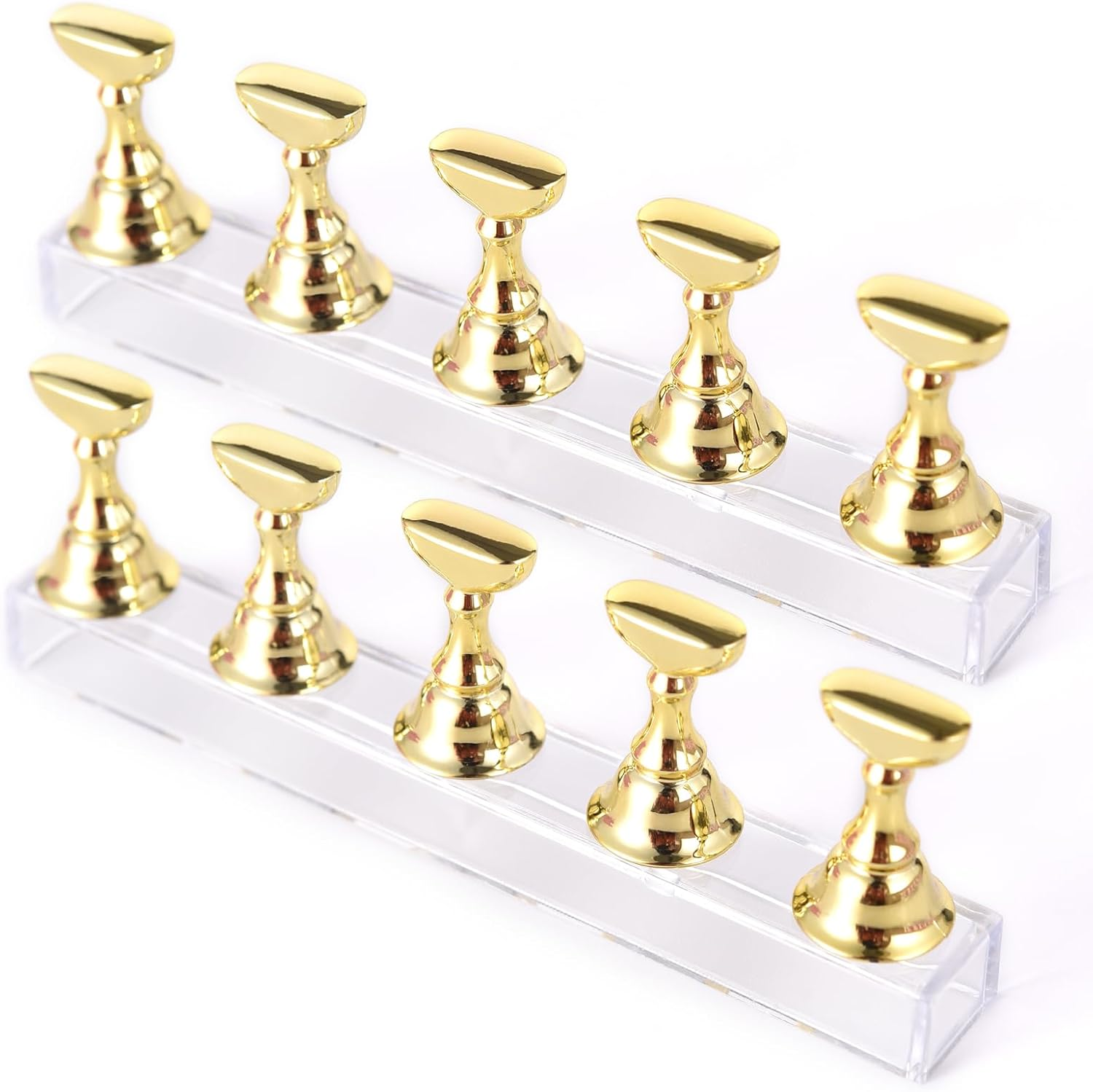 KADS 2 Sets Nail Display Stand Nail Practice Holder Magnetic Fake Nail Tips Holder for Press on Painting Nail Art Stand Manicure Design Tool for Salon and Home Use, White