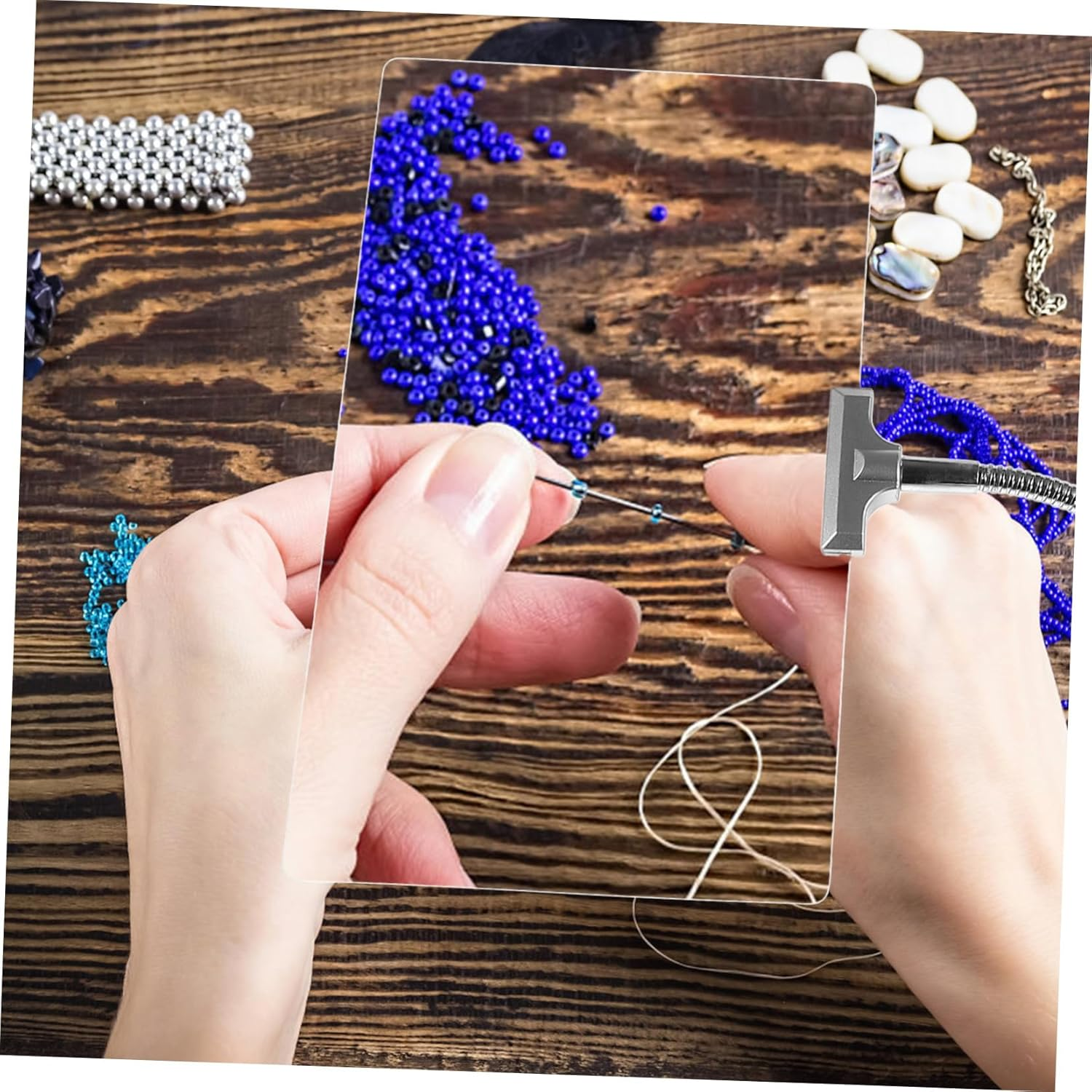 GANAZONO Magnifying Glass with Flexible Tube Stand Super-Large HD Lens for Reading Crafting Screen Magnifier for Computer Monitor Desktop Magnifier in Silver